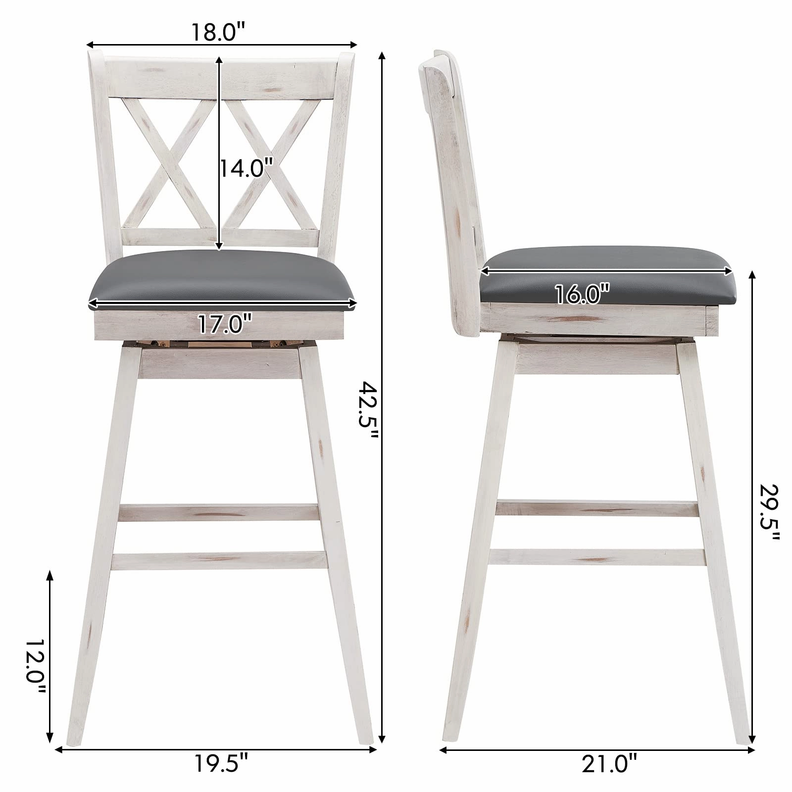 Giantex Bar Stool with Foot Rest Upholstered Cushion & Ergonomic Backrest