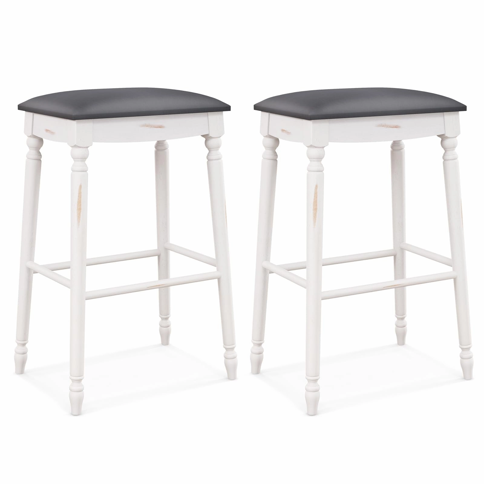 Giantex Bar Stools, 29"/24" Bar Height Saddle Stools w/Padded Seat, Rubber Wood Legs, Footrests & Antiqued Surface sectional sofa, corner couch