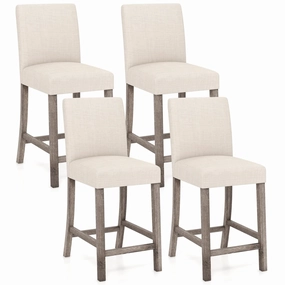 Giantex Bar Stools Counter Height, 24.5" Modern Fabric Bar Chairs with Back, Footrest & Solid Wood Legs kitchen towel, placemats