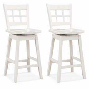 Giantex Bar Stools, Farmhouse Swivel Barstools with 6-Grid Hollow Back & Ergonomic Contoured Seat kitchen towel, placemats