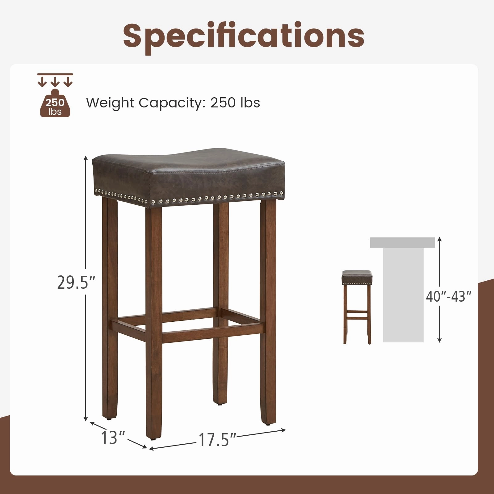 Giantex Bar Stools, Saddle-Shaped Kitchen Stools, PU Leather Bar Height Saddle Stools w/Footrests