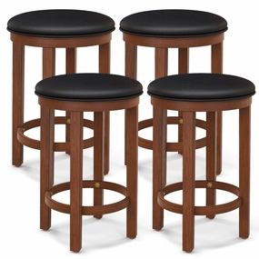 Giantex Bar Stools Set, 25-Inch Counter Height Stools with Round Seat, Footrest, Wooden Frame kitchen towel, placemats