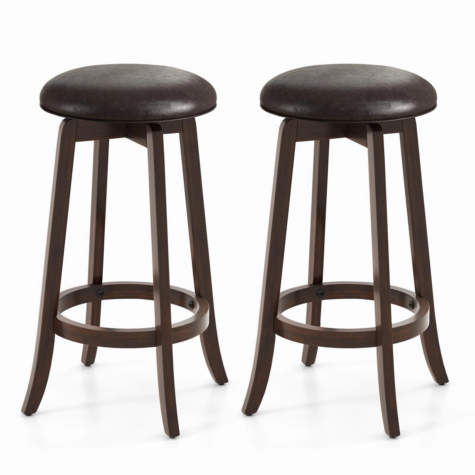 Giantex Bar Stools Set 29"/ 24"  Bar Height Bar Stools w/ 360 Swivel Round Seat & Footrest