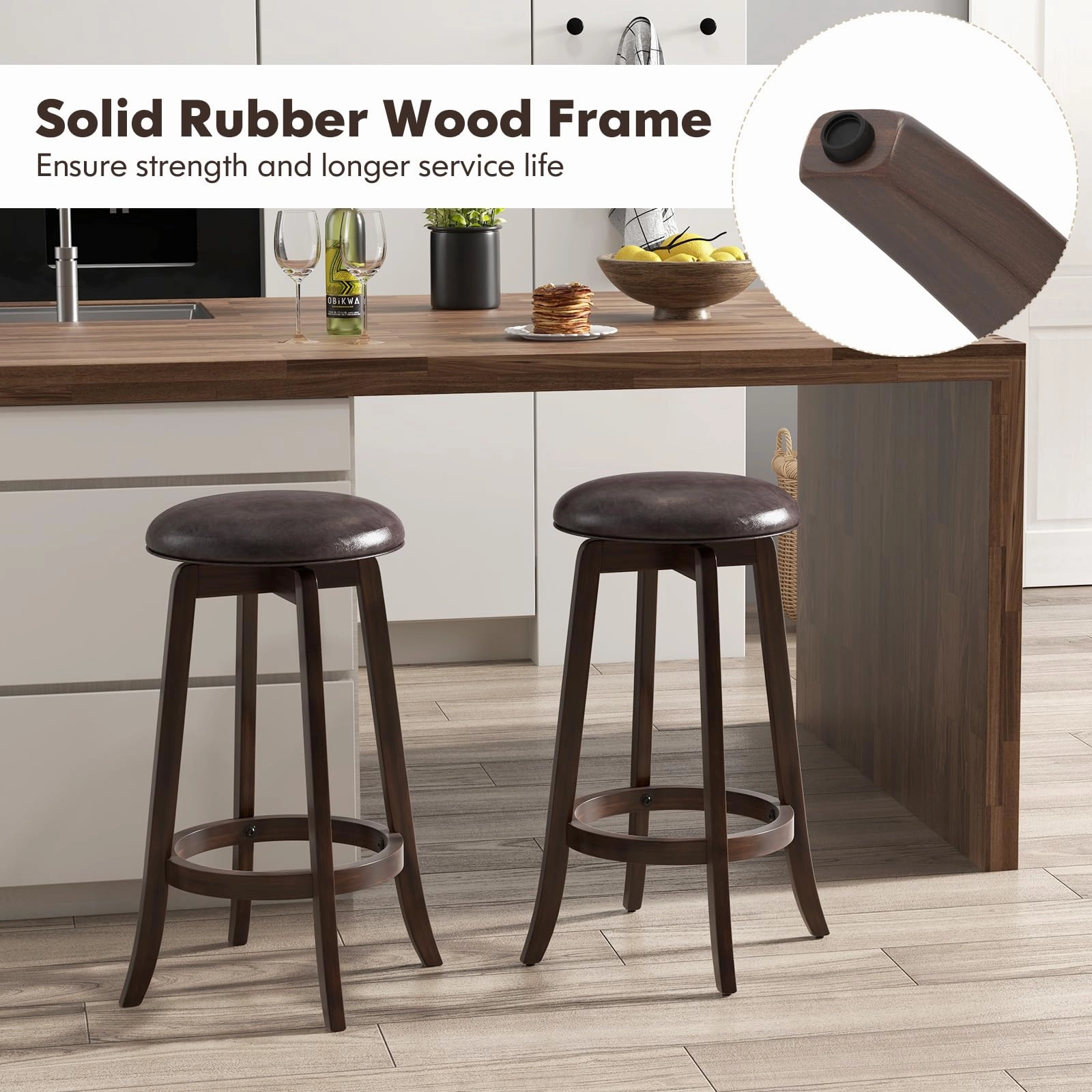 Giantex Bar Stools Set 29"/ 24"  Bar Height Bar Stools w/ 360 Swivel Round Seat & Footrest