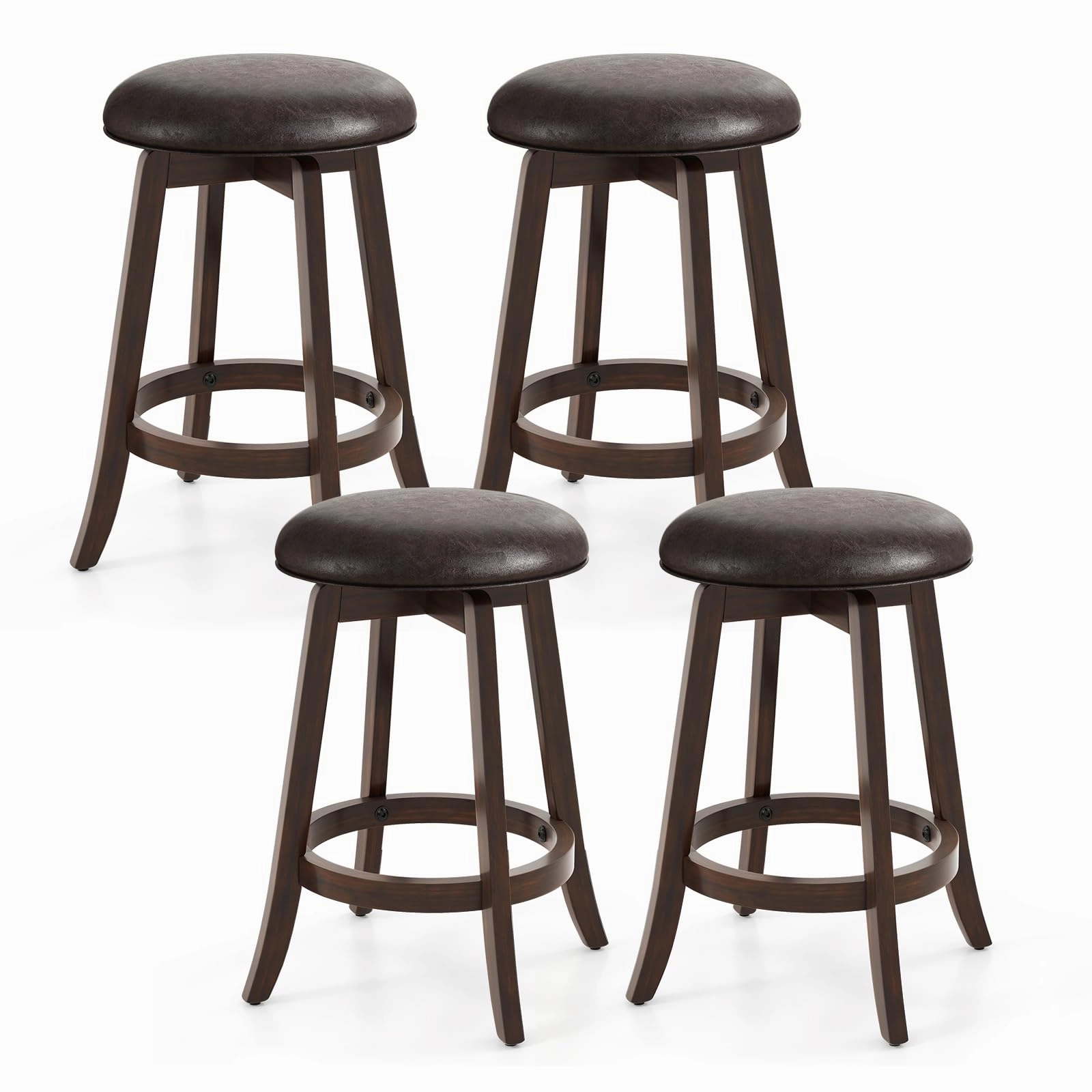 Giantex Bar Stools Set 29"/ 24"  Bar Height Bar Stools w/ 360 Swivel Round Seat & Footrest