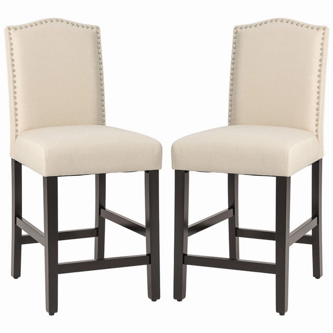 Giantex Bar Stools Set of 2, 25" Counter Height Bar Dining Chairs with Rubber Wood Legs