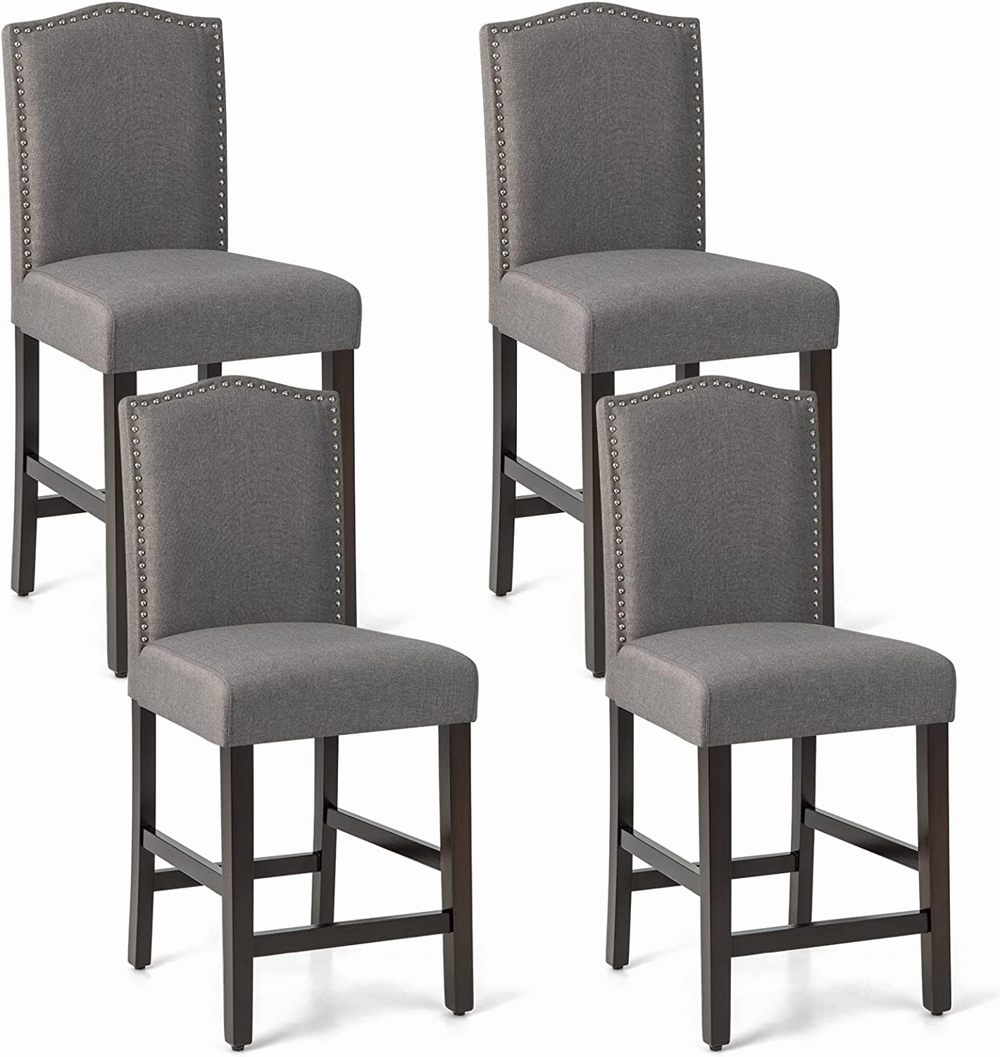 Giantex Bar Stools Set of 2, 25" Counter Height Bar Dining Chairs with Rubber Wood Legs