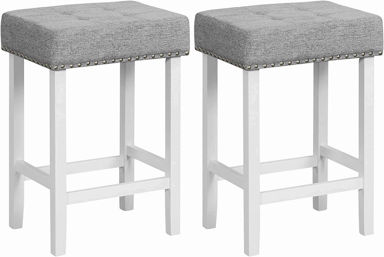 Giantex Bar Stools Set of 2-29" Bar Height Backless Barstools with Nailhead Linen Foam Seat