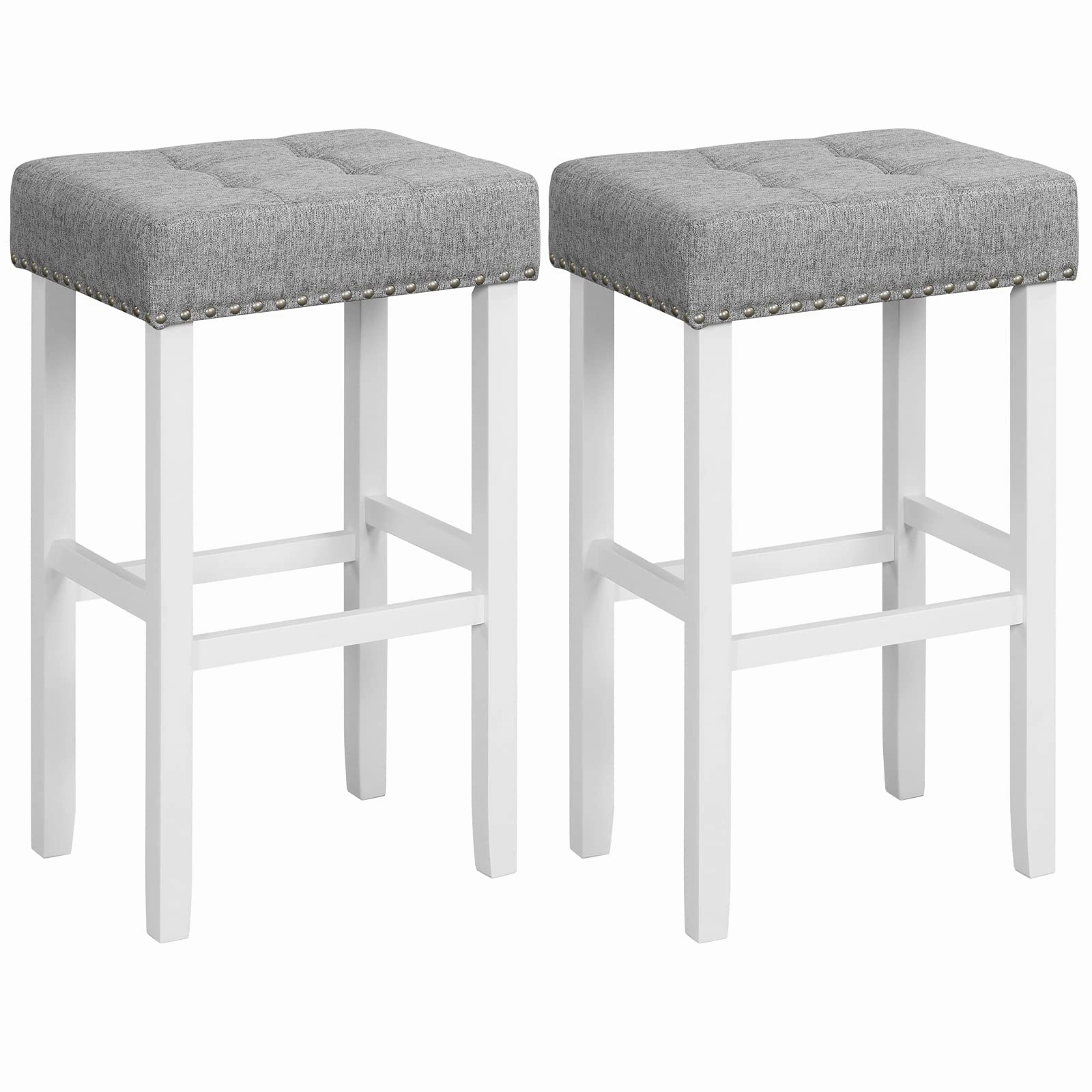 Giantex Bar Stools Set of 2-29" Bar Height Backless Barstools with Nailhead Linen Foam Seat kitchen towel, placemats
