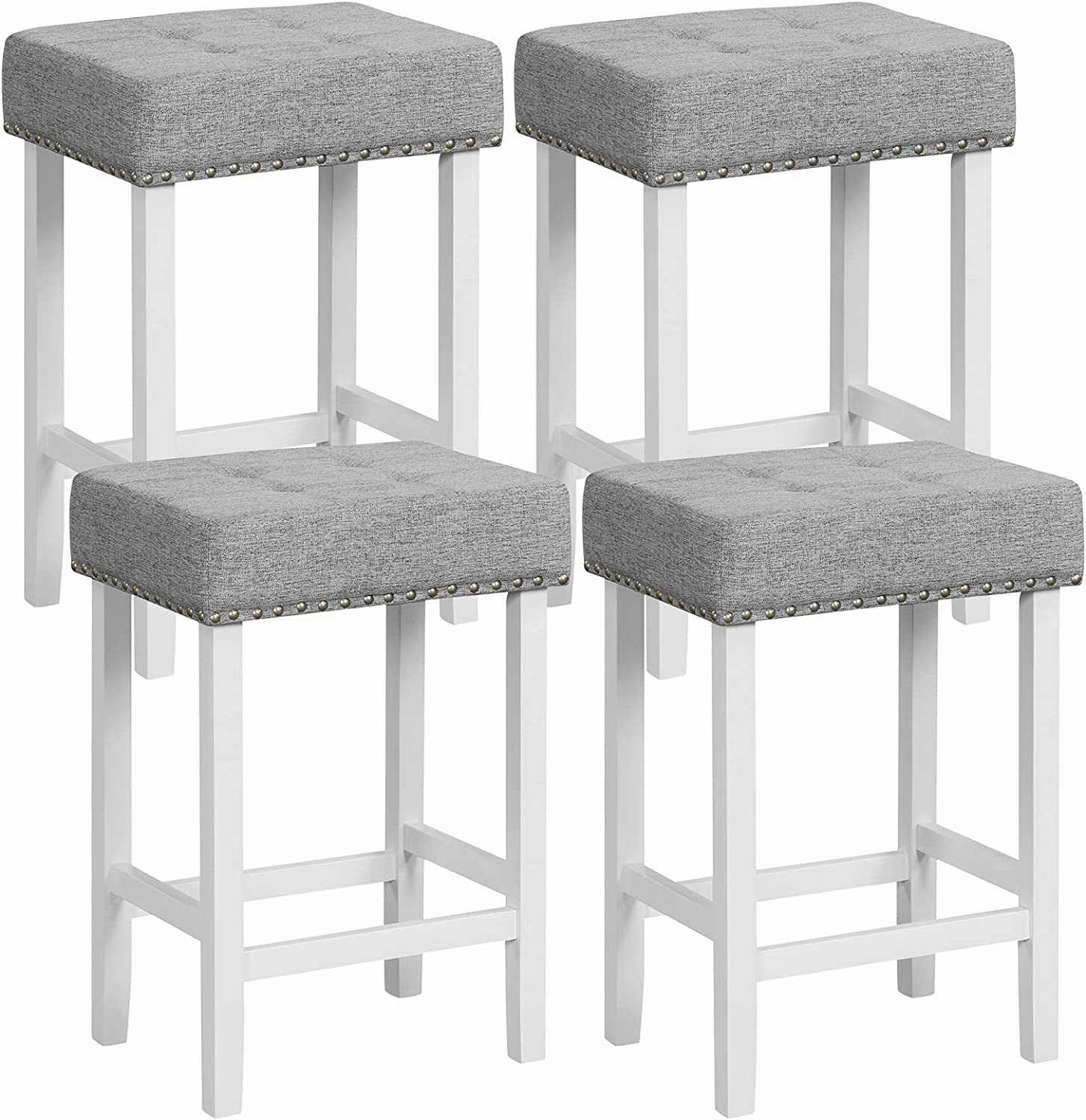 Giantex Bar Stools Set of 2-29" Bar Height Backless Barstools with Nailhead Linen Foam Seat