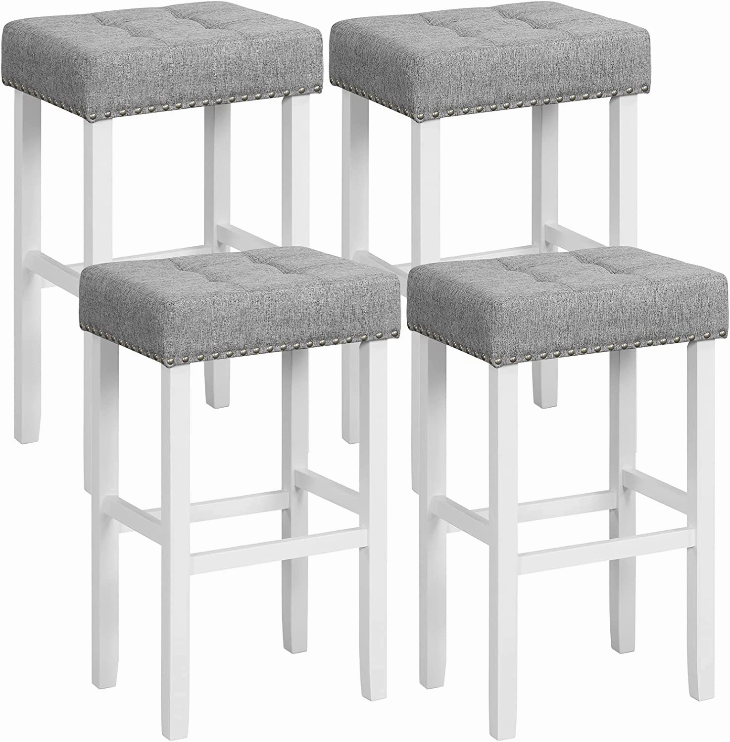 Giantex Bar Stools Set of 2-29" Bar Height Backless Barstools with Nailhead Linen Foam Seat