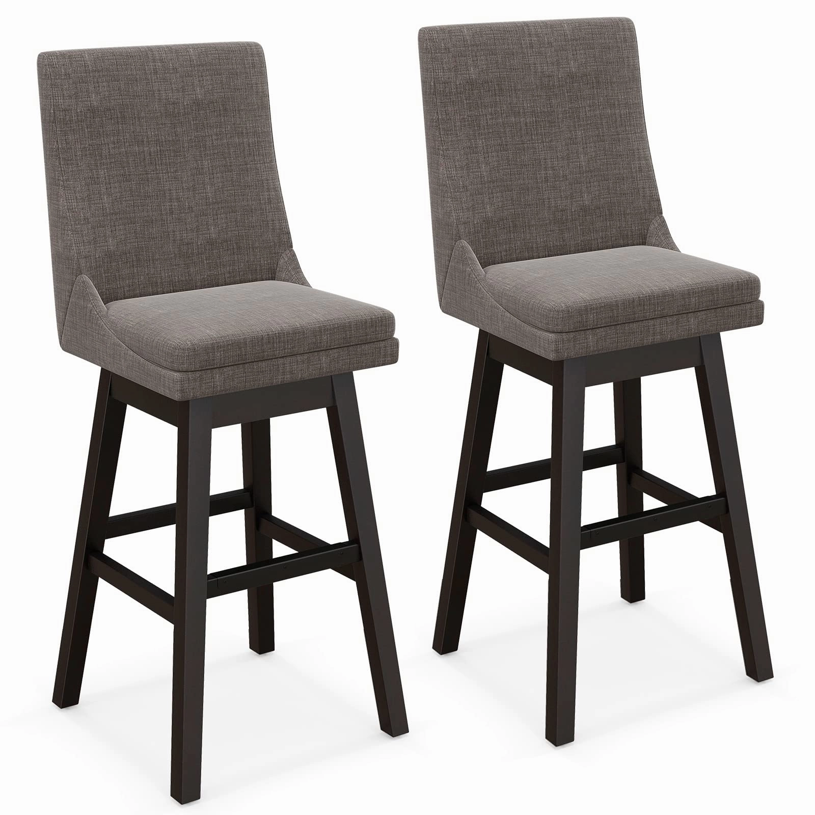 Giantex Bar Stools Set of 2, 30.5" Bar Height 360-degree Swivel Barstools with Rubber Wood Legs, Gray kitchen towel, placemats