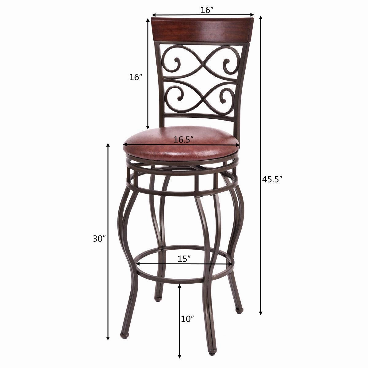 Giantex Bar Stools Set of 2, 360 Degree Swivel, 30" Counter Height Bar Stools