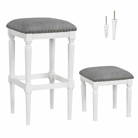 Giantex Bar Stools Set of 2, 3-Height Adjustable 19"/27"/31" Wood Barstools with Padded Seat kitchen towel, placemats