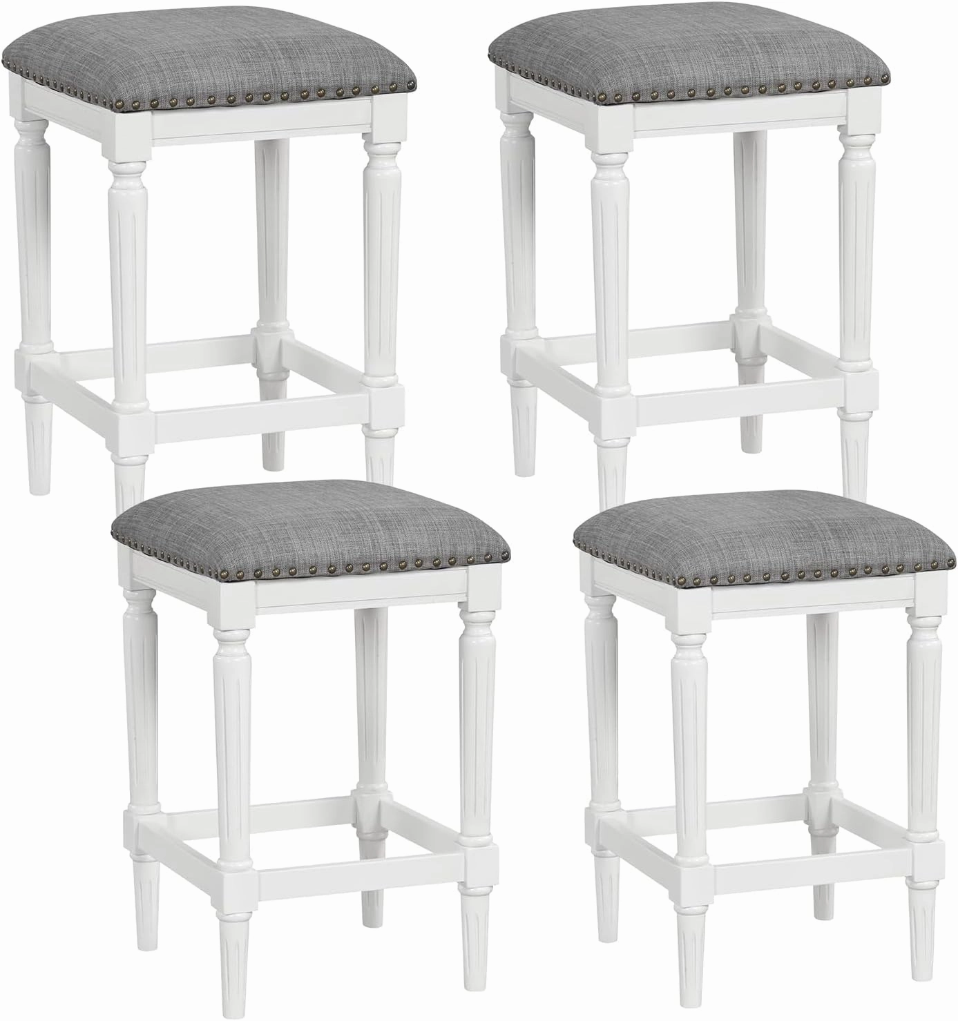 Giantex Bar Stools Set of 2, 3-Height Adjustable 19"/27"/31" Wood Barstools with Padded Seat