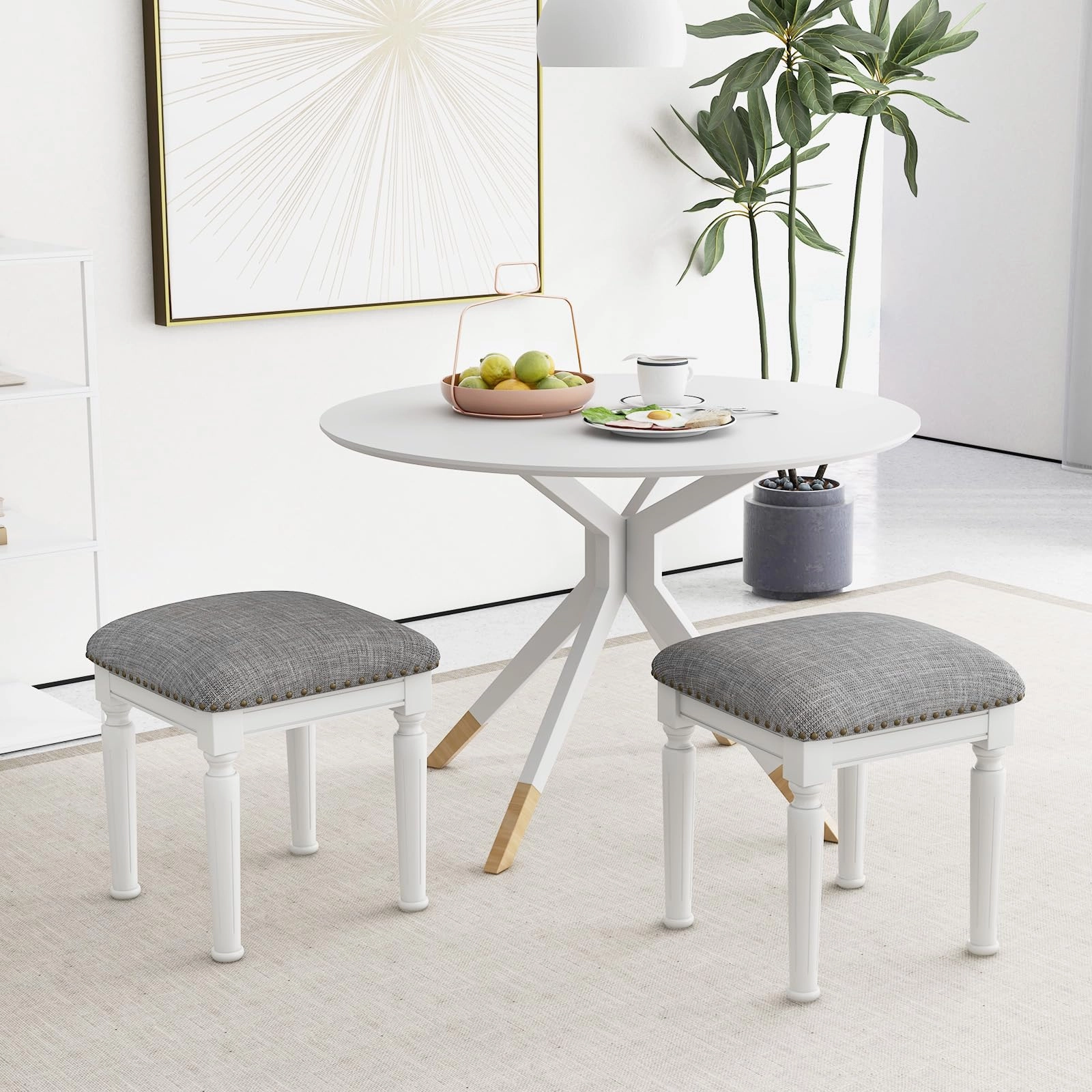 Giantex Bar Stools Set of 2, 3-Height Adjustable 19"/27"/31" Wood Barstools with Padded Seat