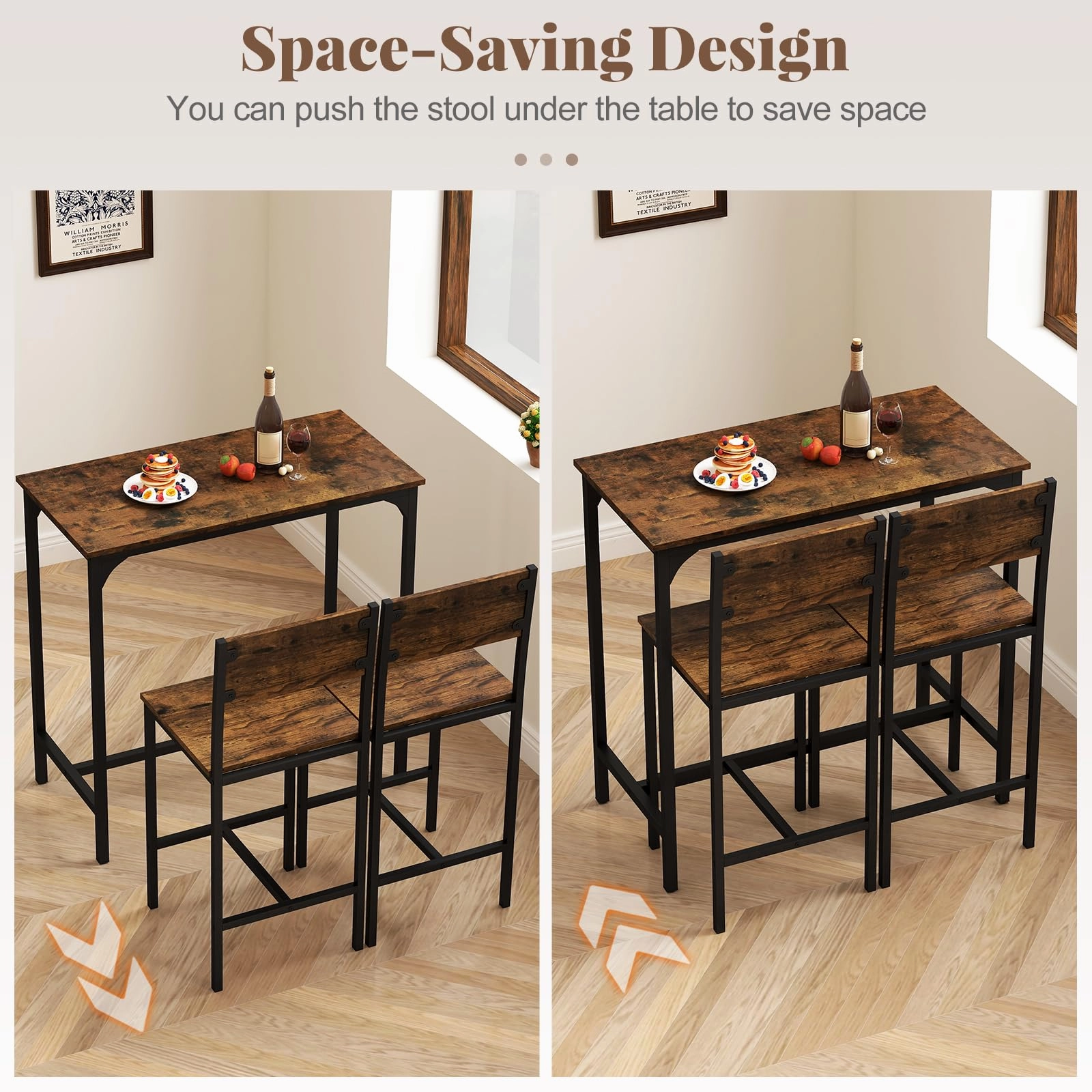 Giantex Bar Table and Chair Set with 2 Counter Height Bar Stools