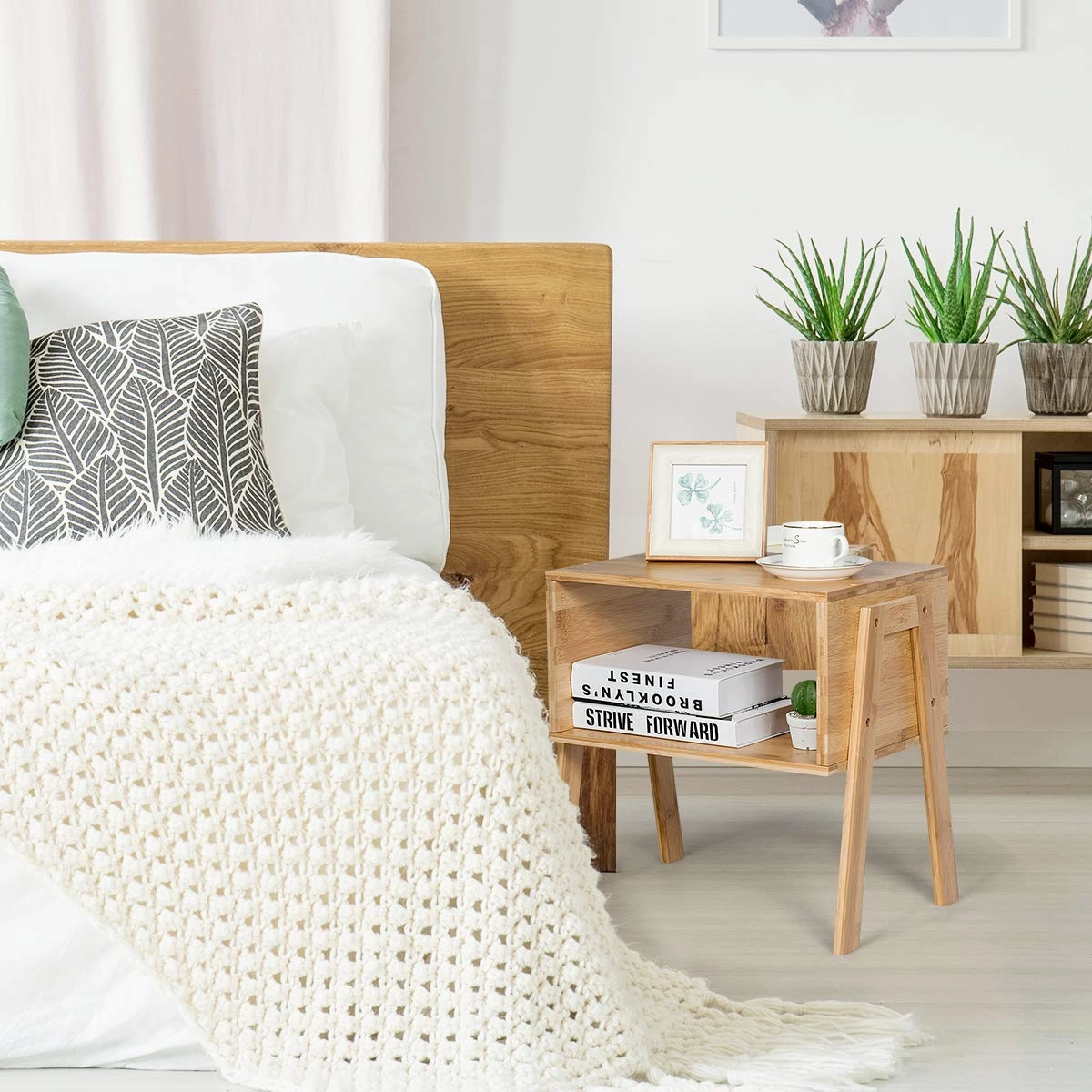 Giantex Bedroom Stackable End Table (Natural)