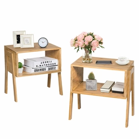 Giantex Bedroom Stackable End Table (Natural) entry bench, mudroom storage