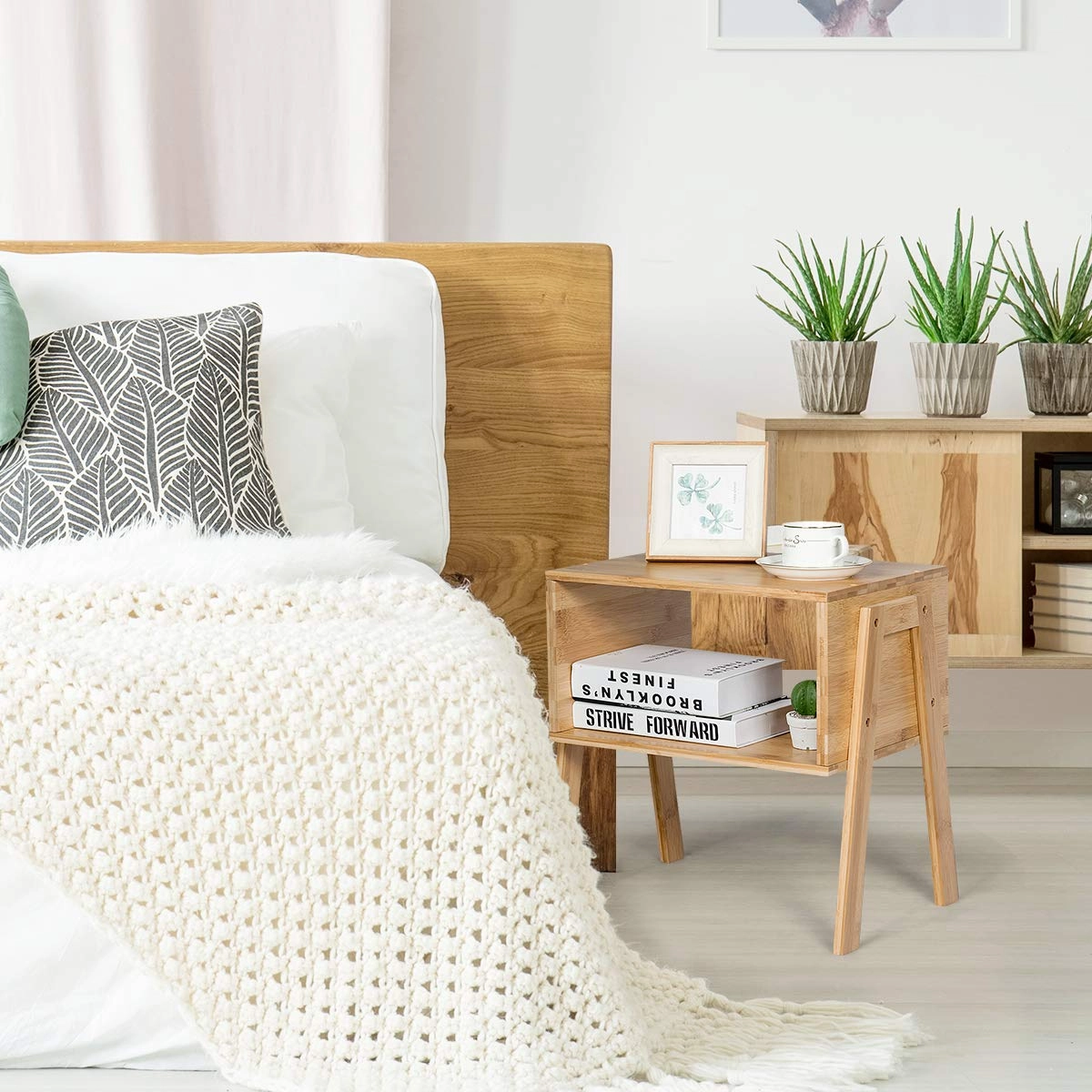 Giantex Bedroom Stackable End Table (Natural)
