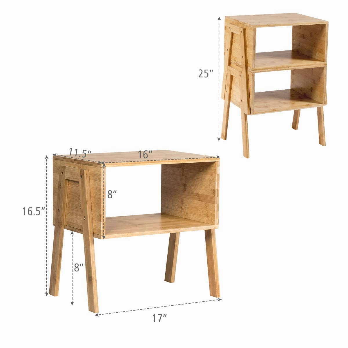 Giantex Bedroom Stackable End Table (Natural)