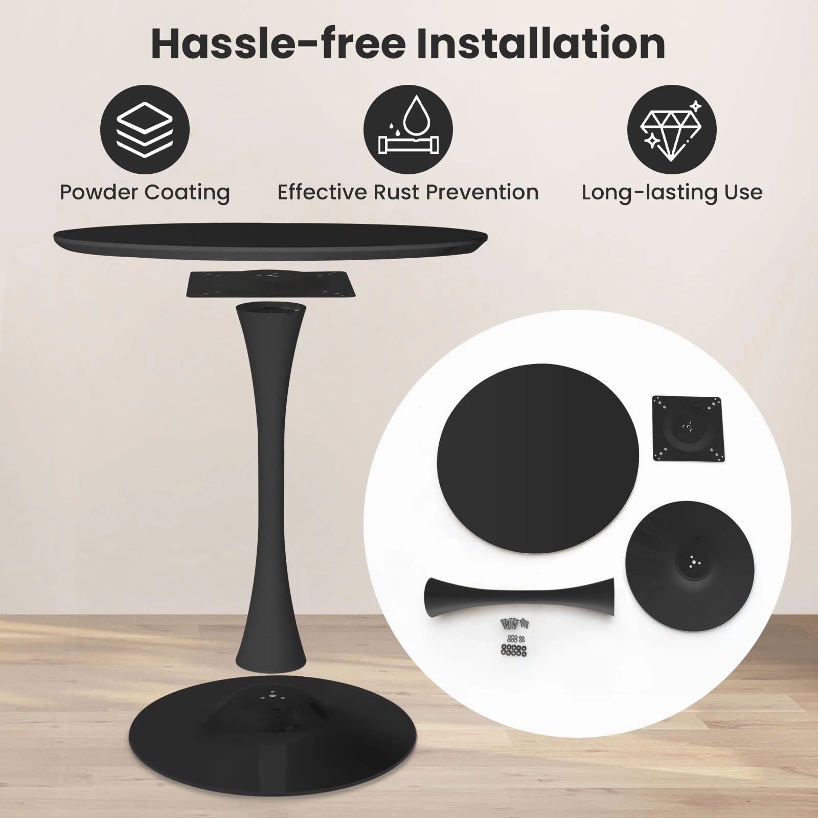 Giantex Black Round Dining Table