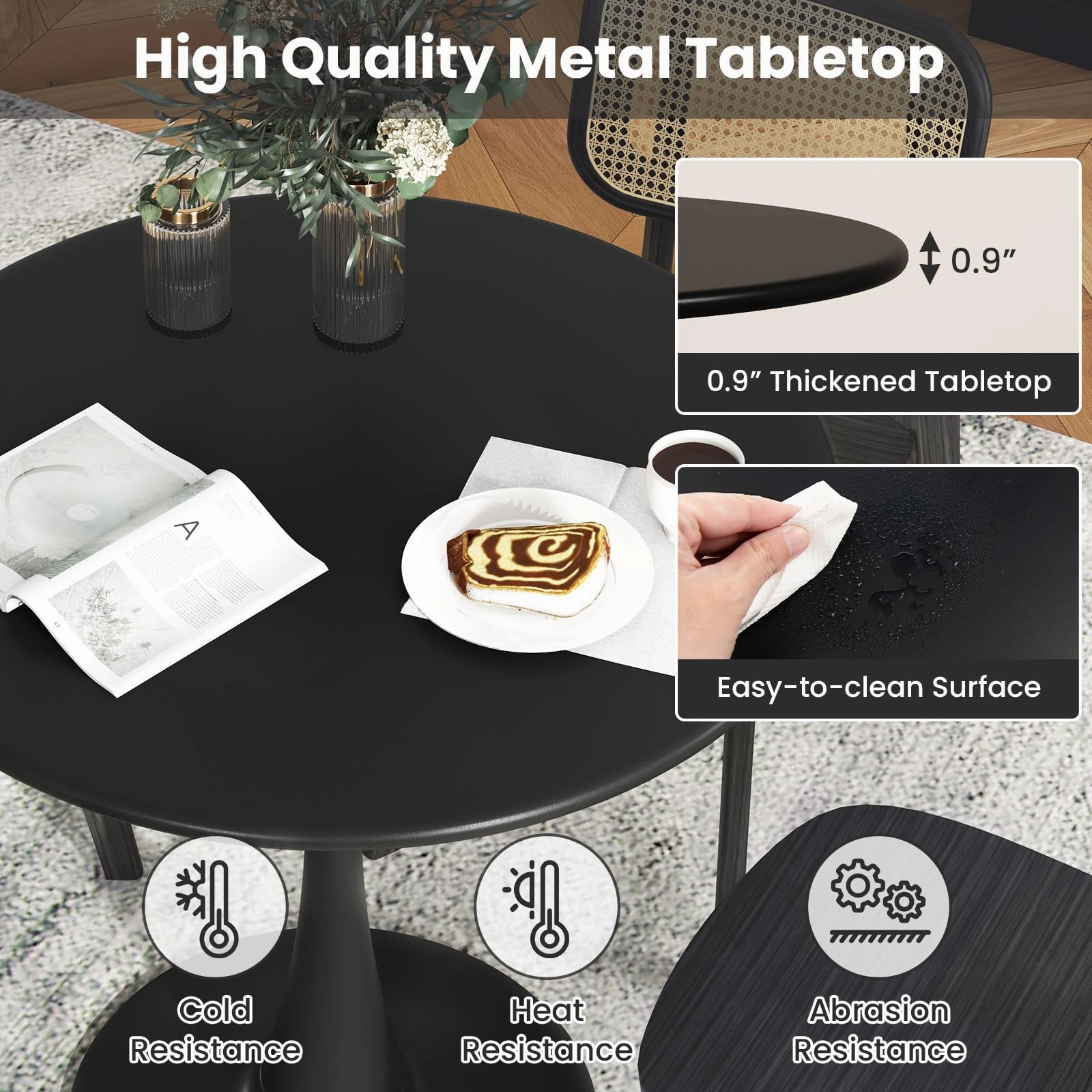 Giantex Black Round Dining Table