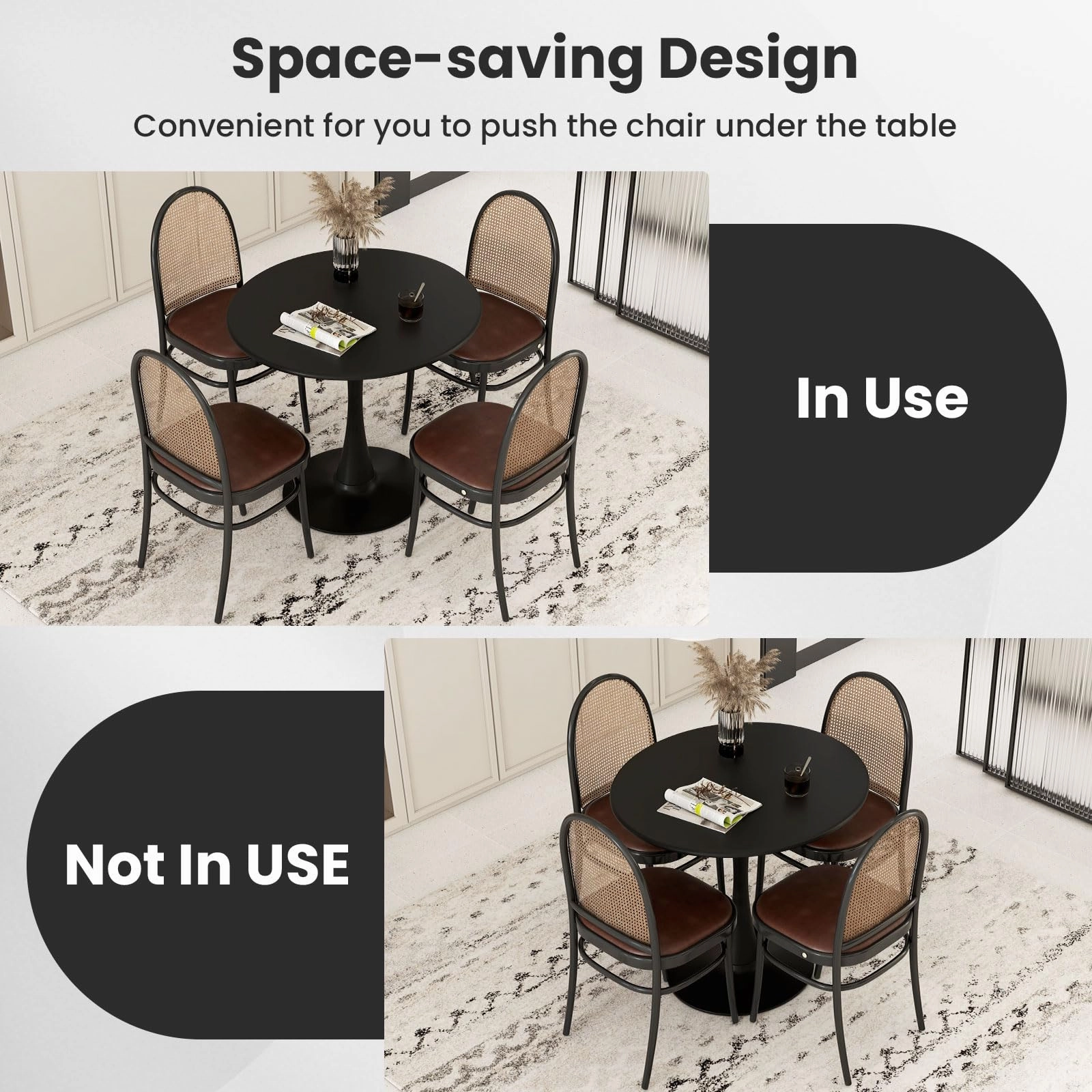 Giantex Black Round Dining Table