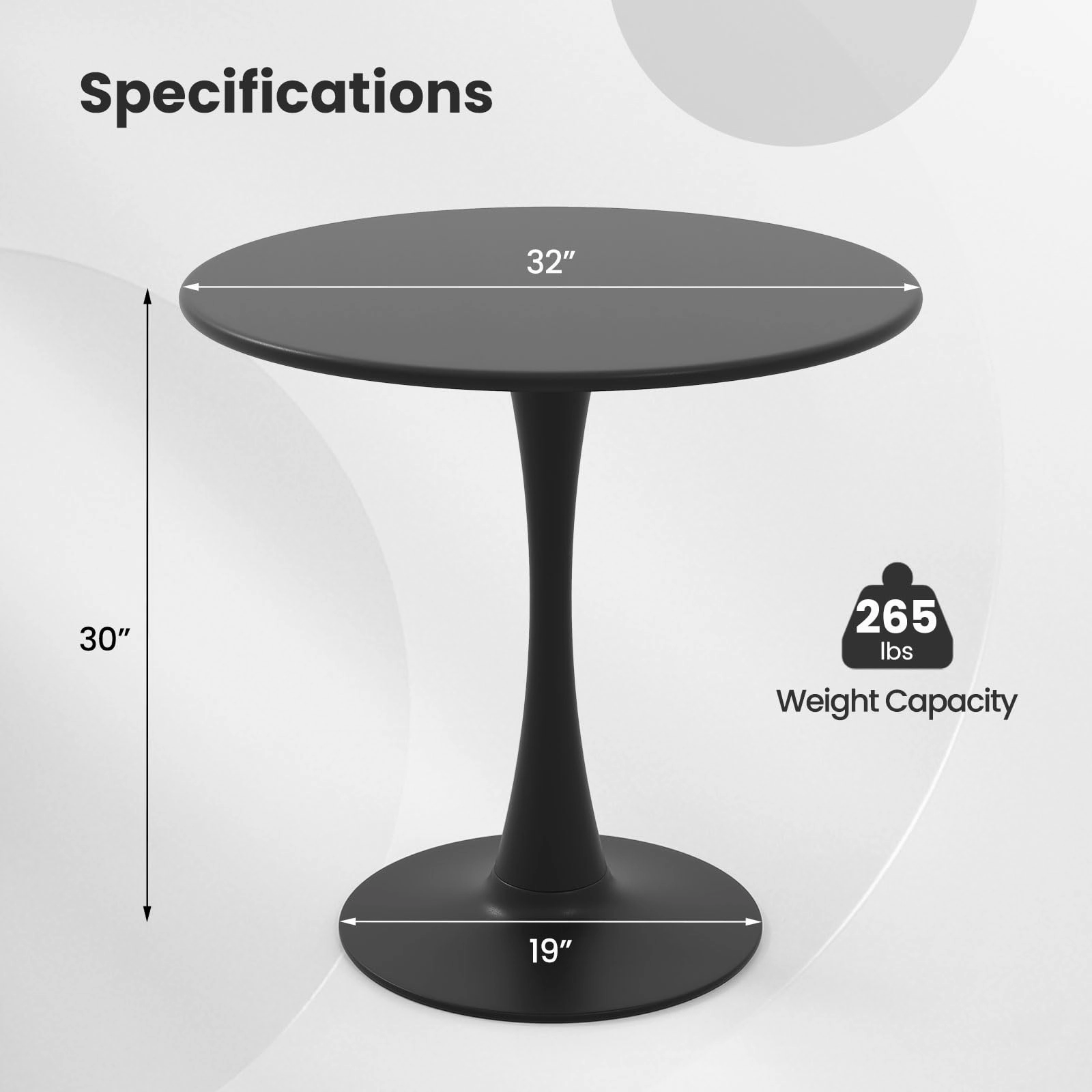 Giantex Black Round Dining Table