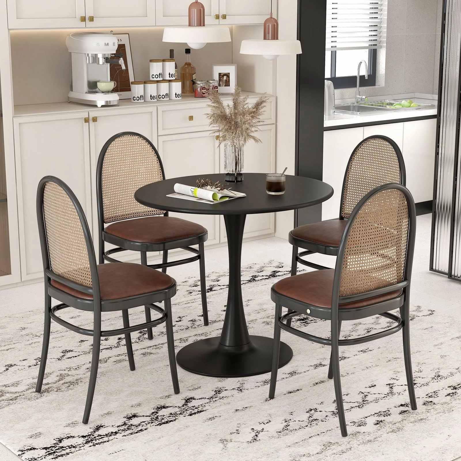 Giantex Black Round Dining Table