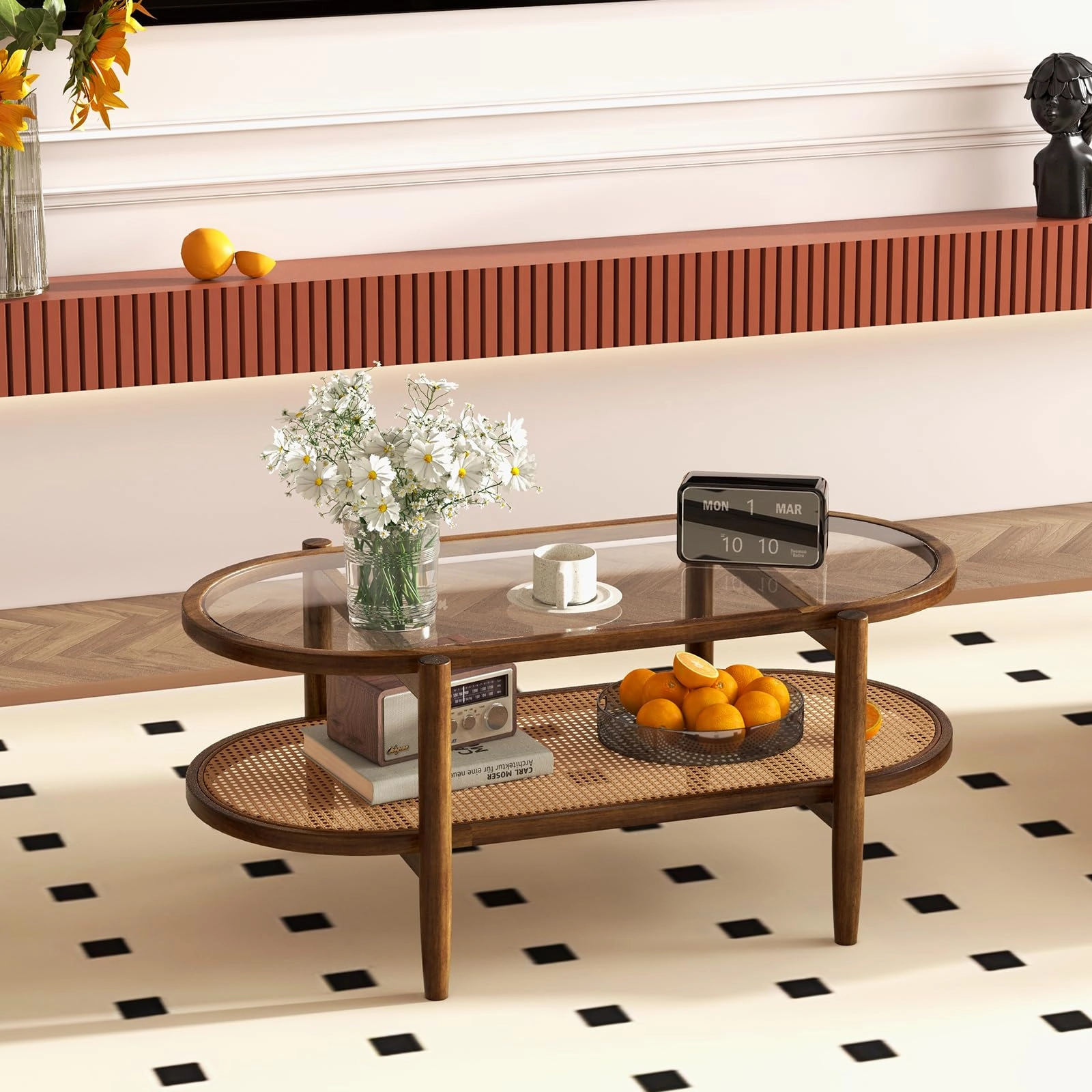 Giantex Boho Rattan Coffee Table