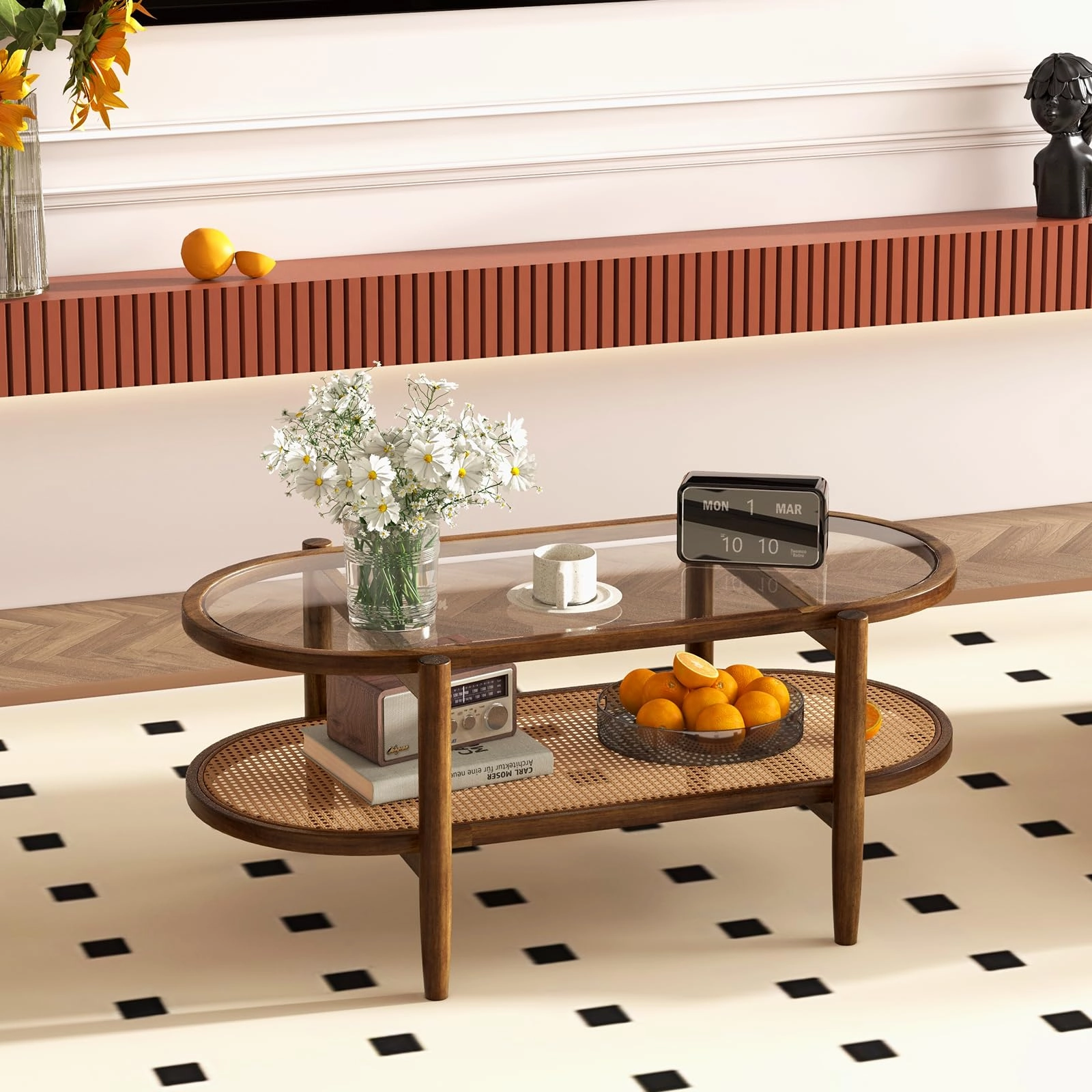 Giantex Boho Rattan Coffee Table