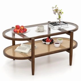 Giantex Boho Rattan Coffee Table console table, hallway table