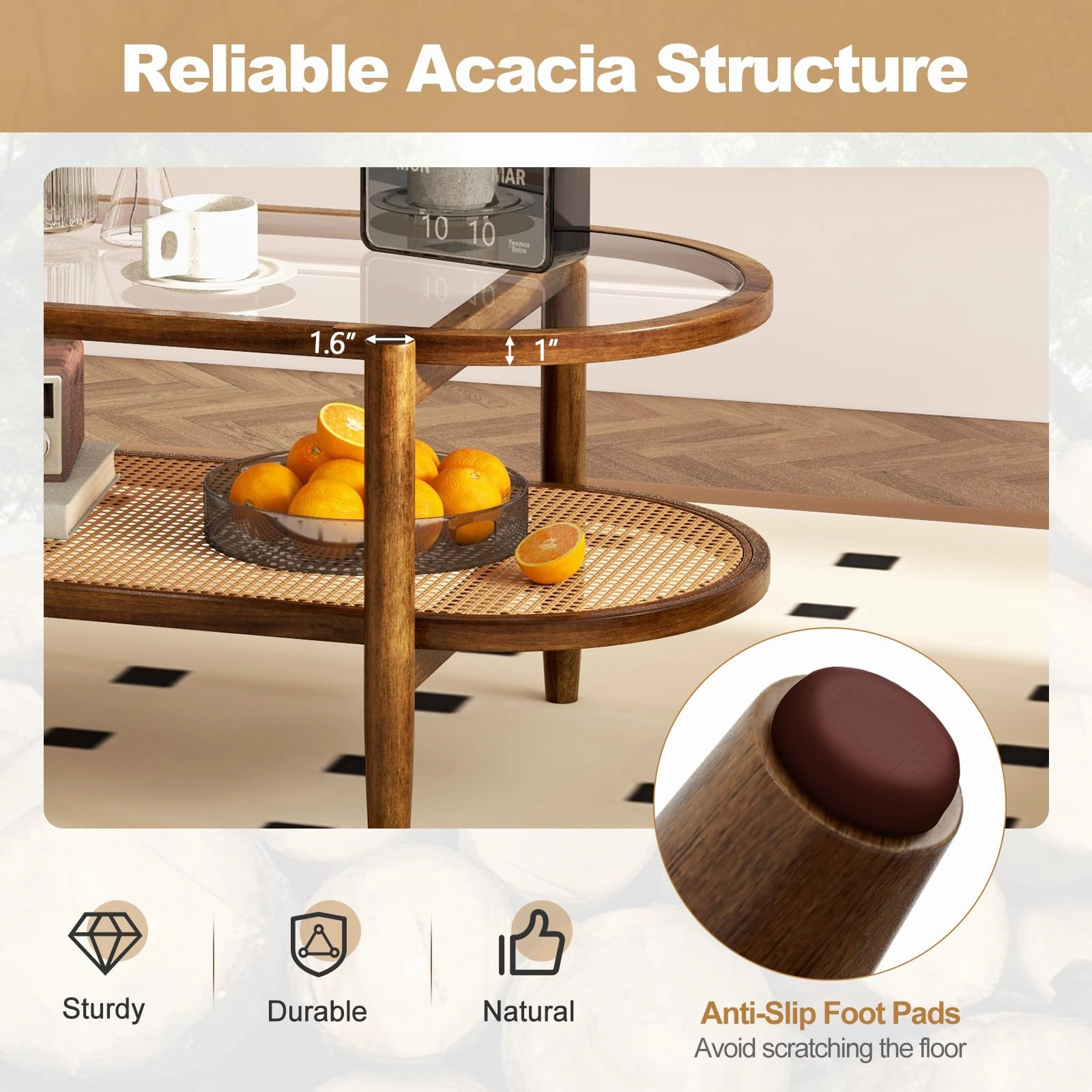 Giantex Boho Rattan Coffee Table
