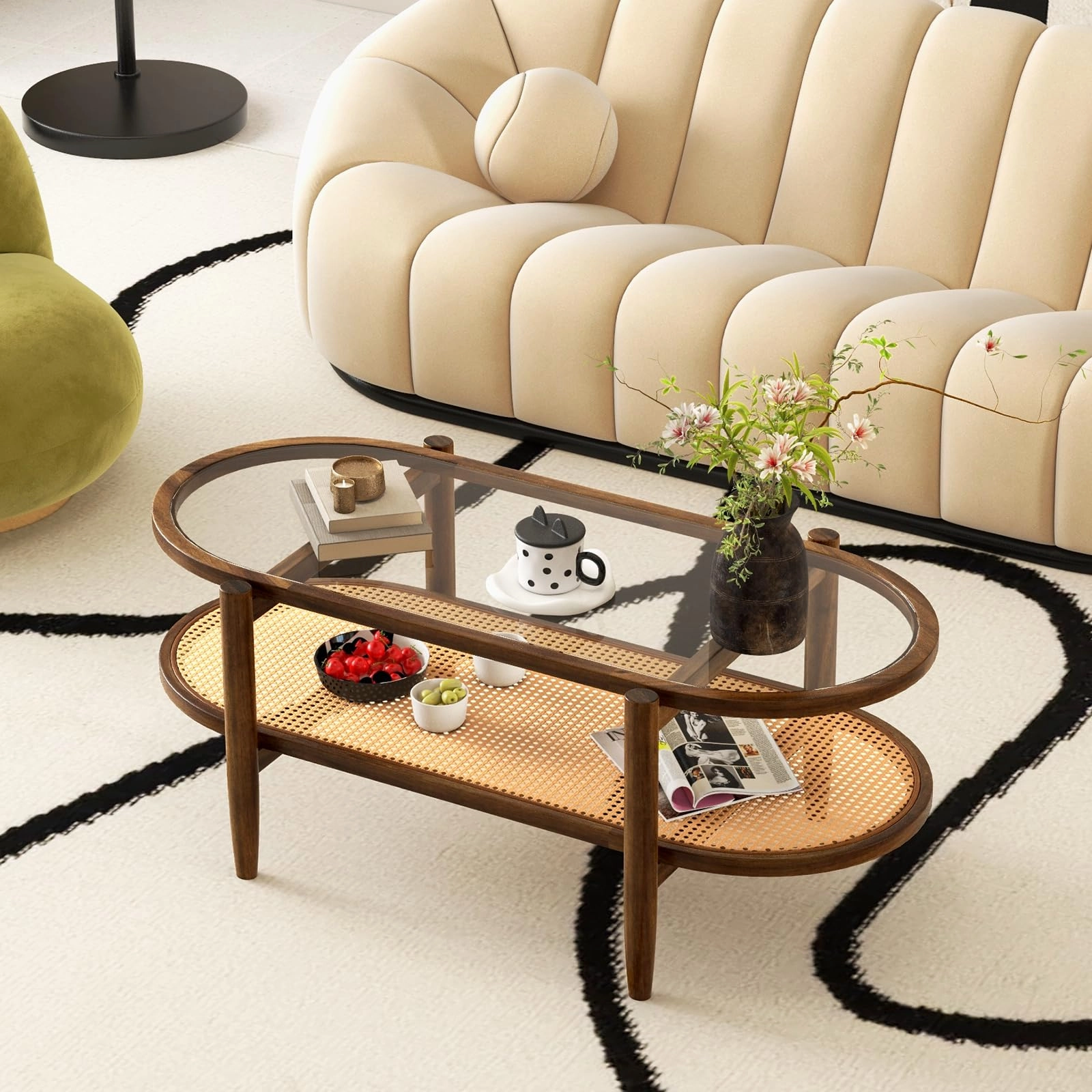 Giantex Boho Rattan Coffee Table