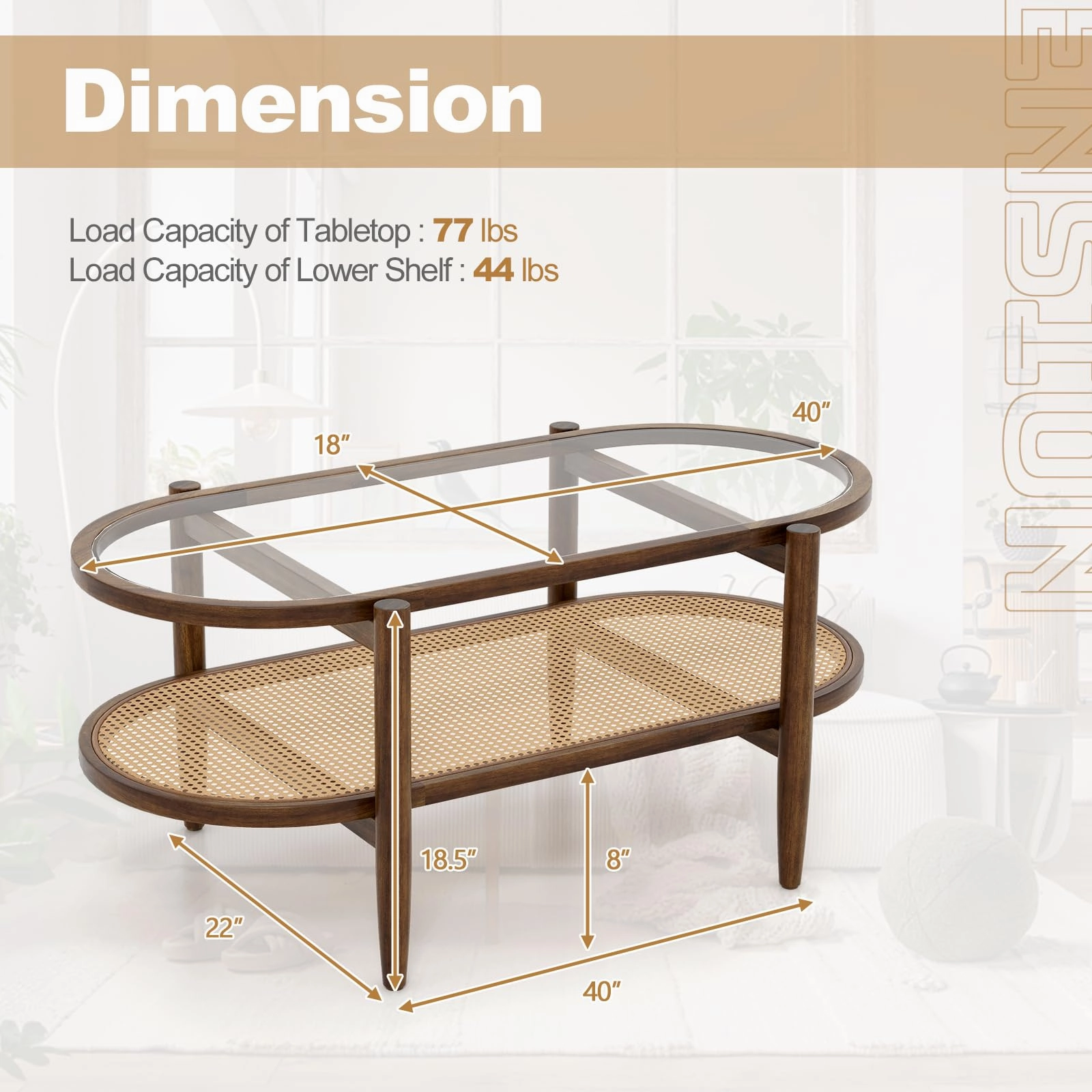Giantex Boho Rattan Coffee Table
