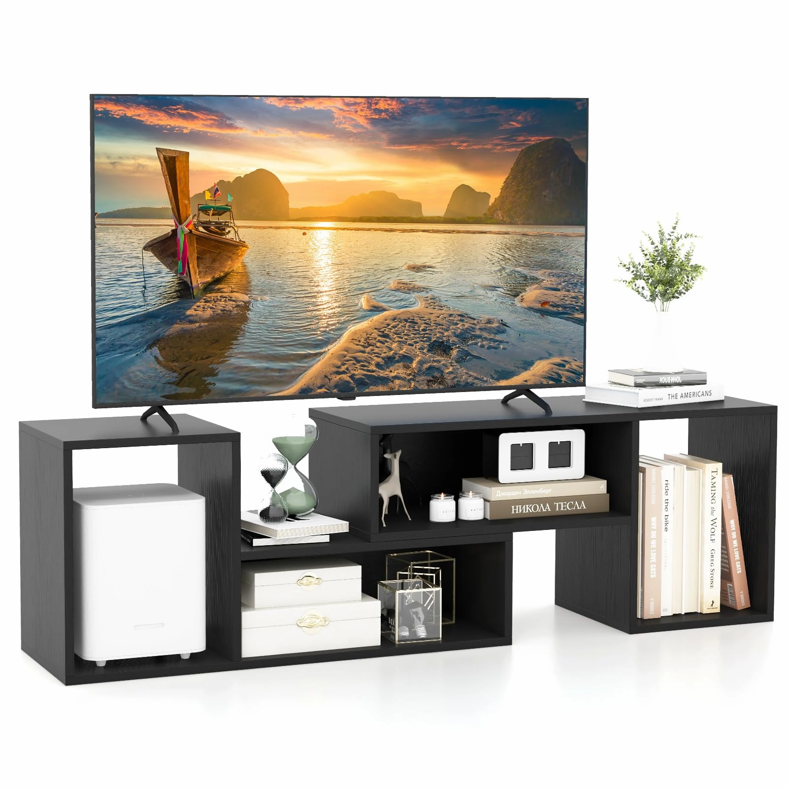 Giantex Bookshelf TV Stand for TVs up to 55" doormat, welcome mat