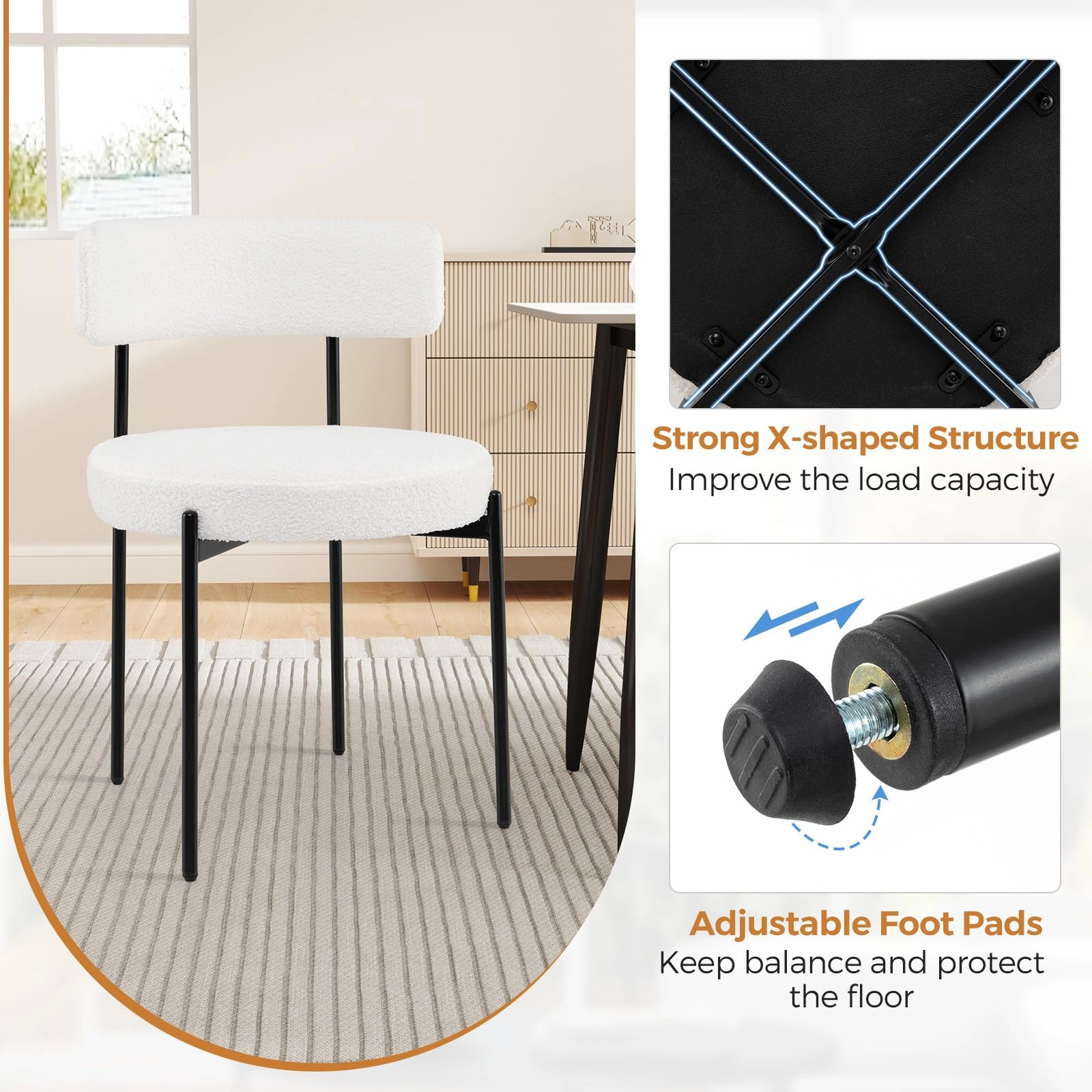 Giantex Boucle Dining Chairs Set of 2