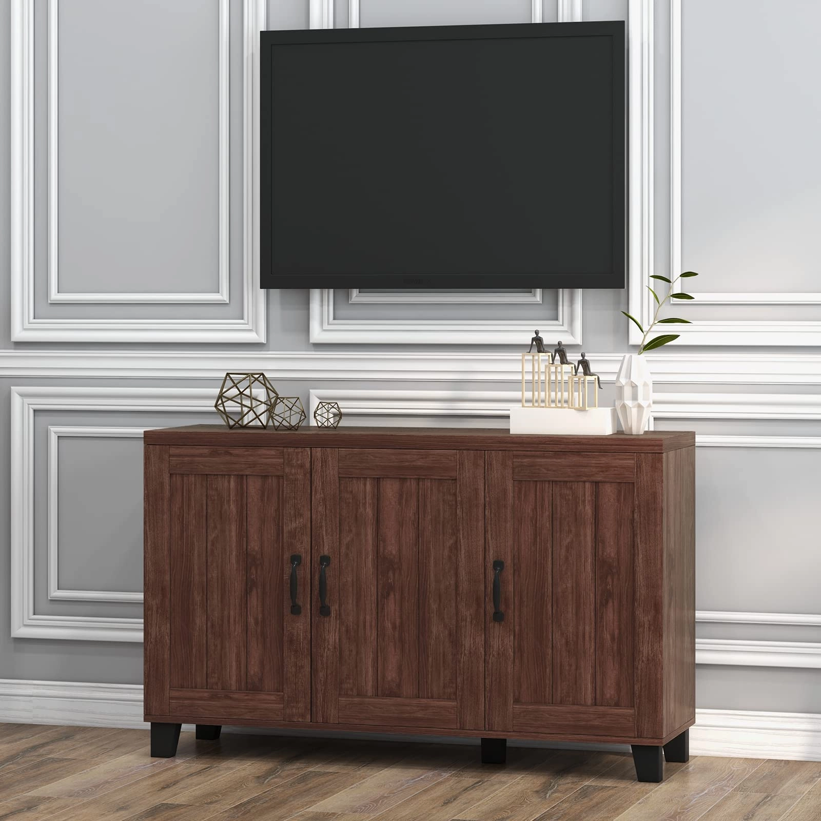 Giantex Buffet Cabinet Kitchen Storage Cupboard - 3 Door Sideboard with Adjustable Shelves