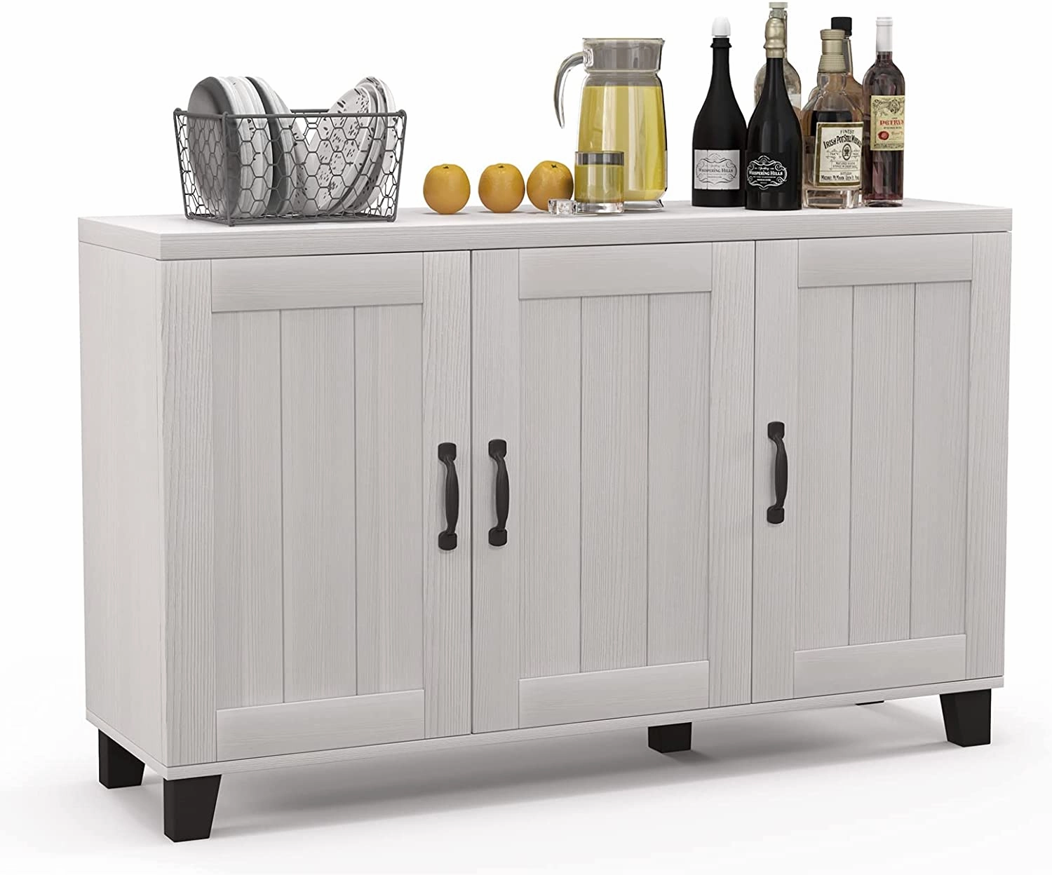 Giantex Buffet Cabinet Kitchen Storage Cupboard - 3 Door Sideboard with Adjustable Shelves