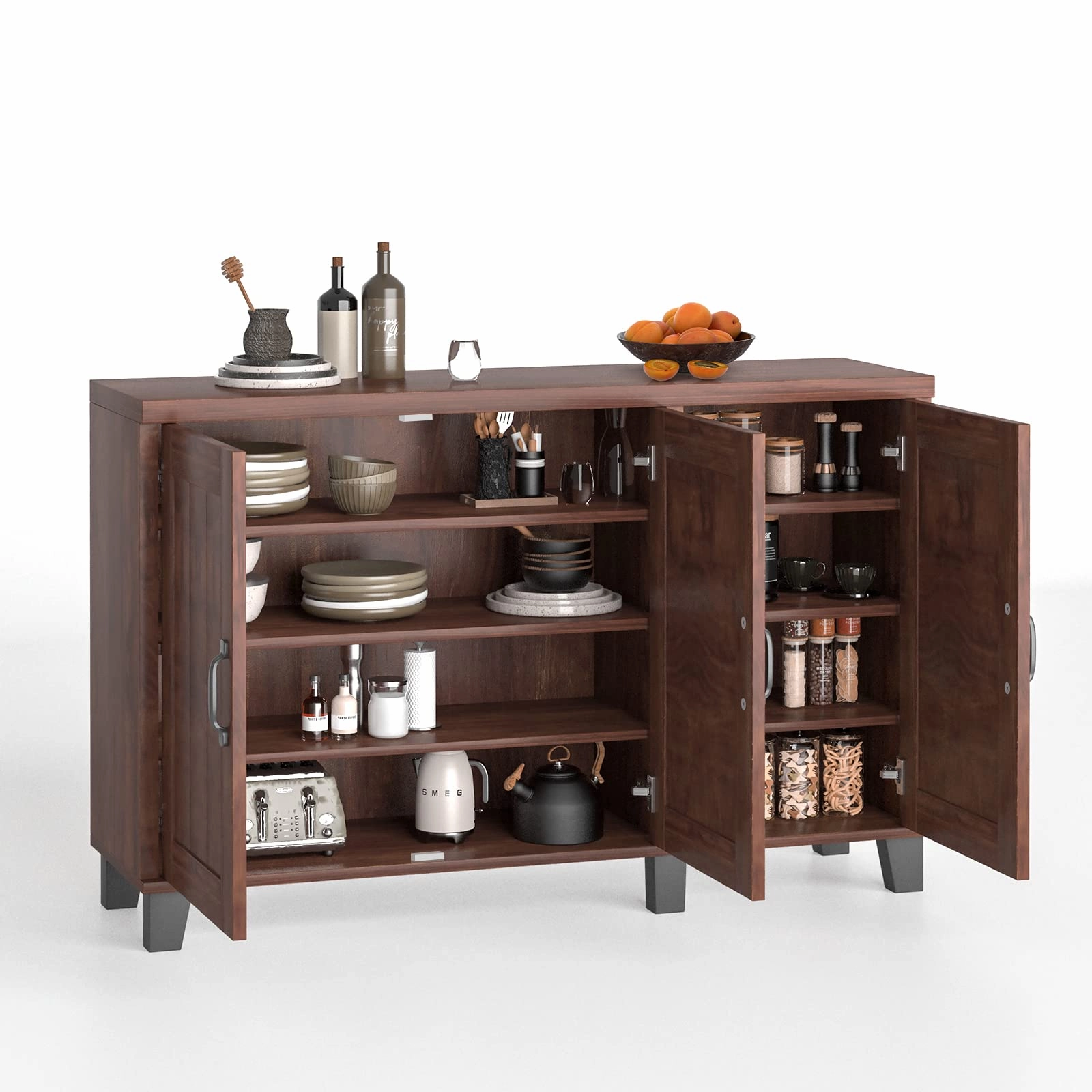 Giantex Buffet Cabinet Kitchen Storage Cupboard - 3 Door Sideboard with Adjustable Shelves