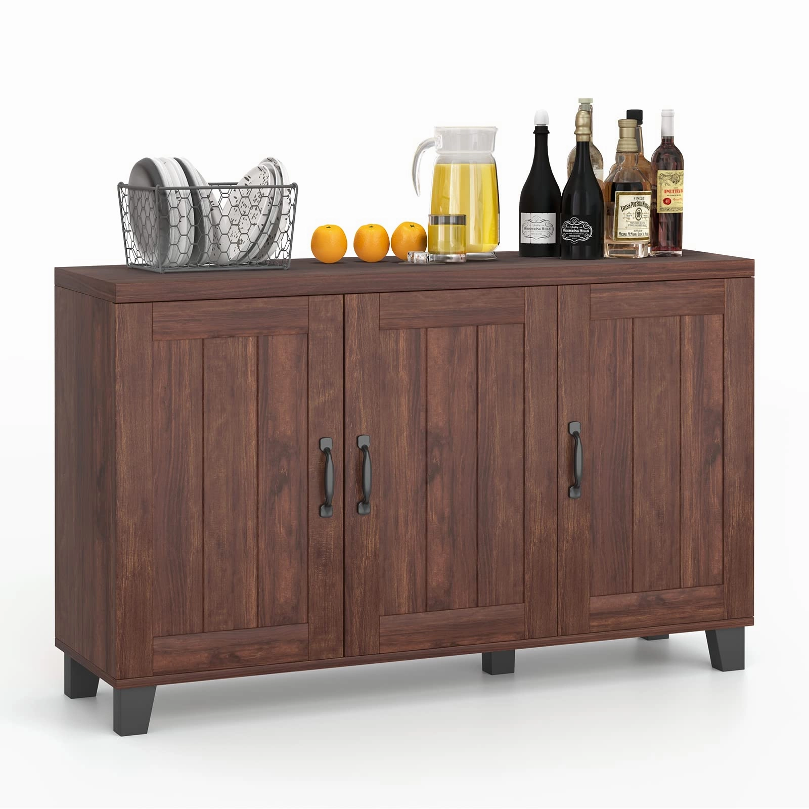Giantex Buffet Cabinet Kitchen Storage Cupboard - 3 Door Sideboard with Adjustable Shelves kitchen towel, placemats