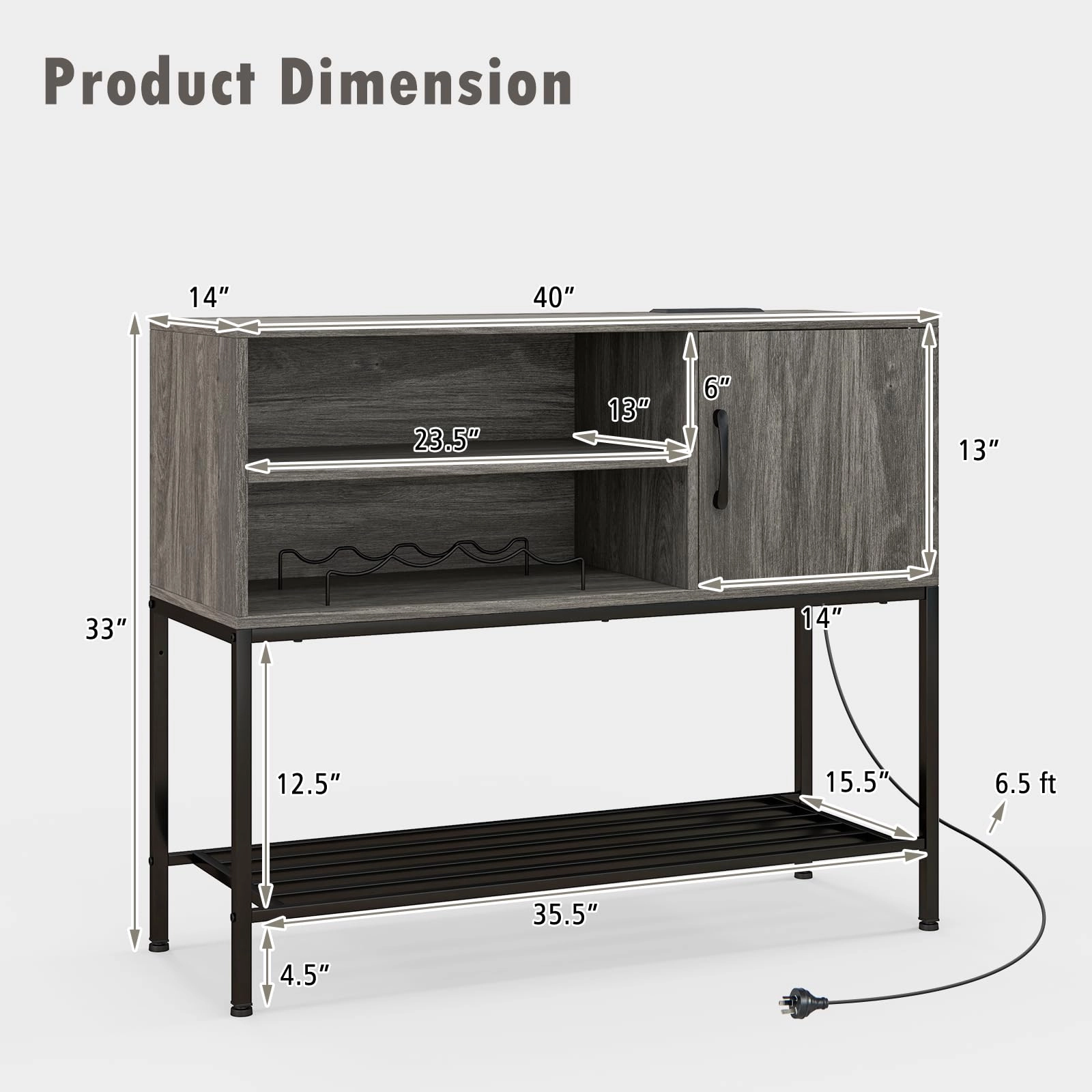 Giantex Buffet Cabinet with Power Outlets & USB Ports, Wood Coffee Bar Cabinet