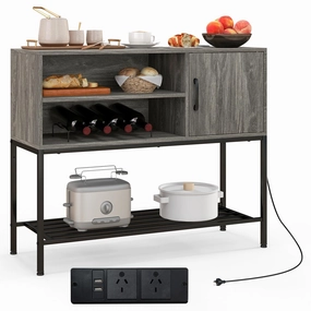 Giantex Buffet Cabinet with Power Outlets & USB Ports, Wood Coffee Bar Cabinet kitchen towel, placemats