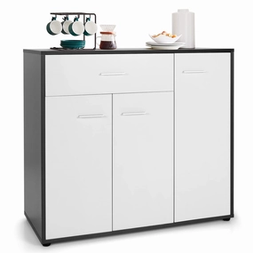 Giantex Buffet Cabinet with Storage, 3 Door Kitchen Cupboard with Large Drawer, Adjustable Shelf kitchen towel, placemats