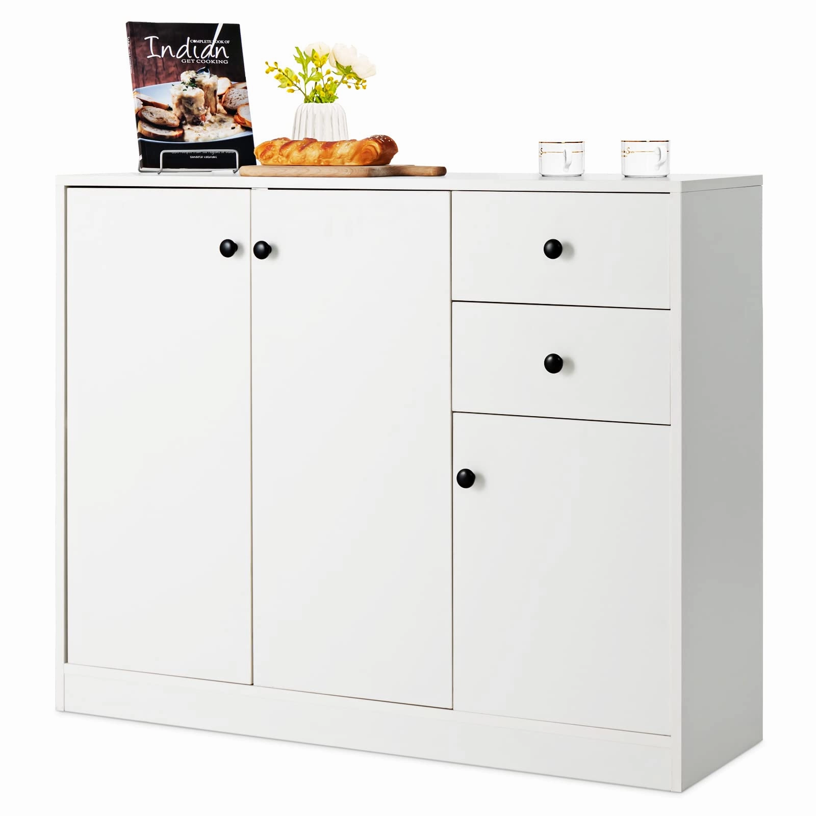 Giantex Buffet Cabinet with Storage - Kitchen Sideboard with 2 Drawers, 3-Door Large & Small Cabinet