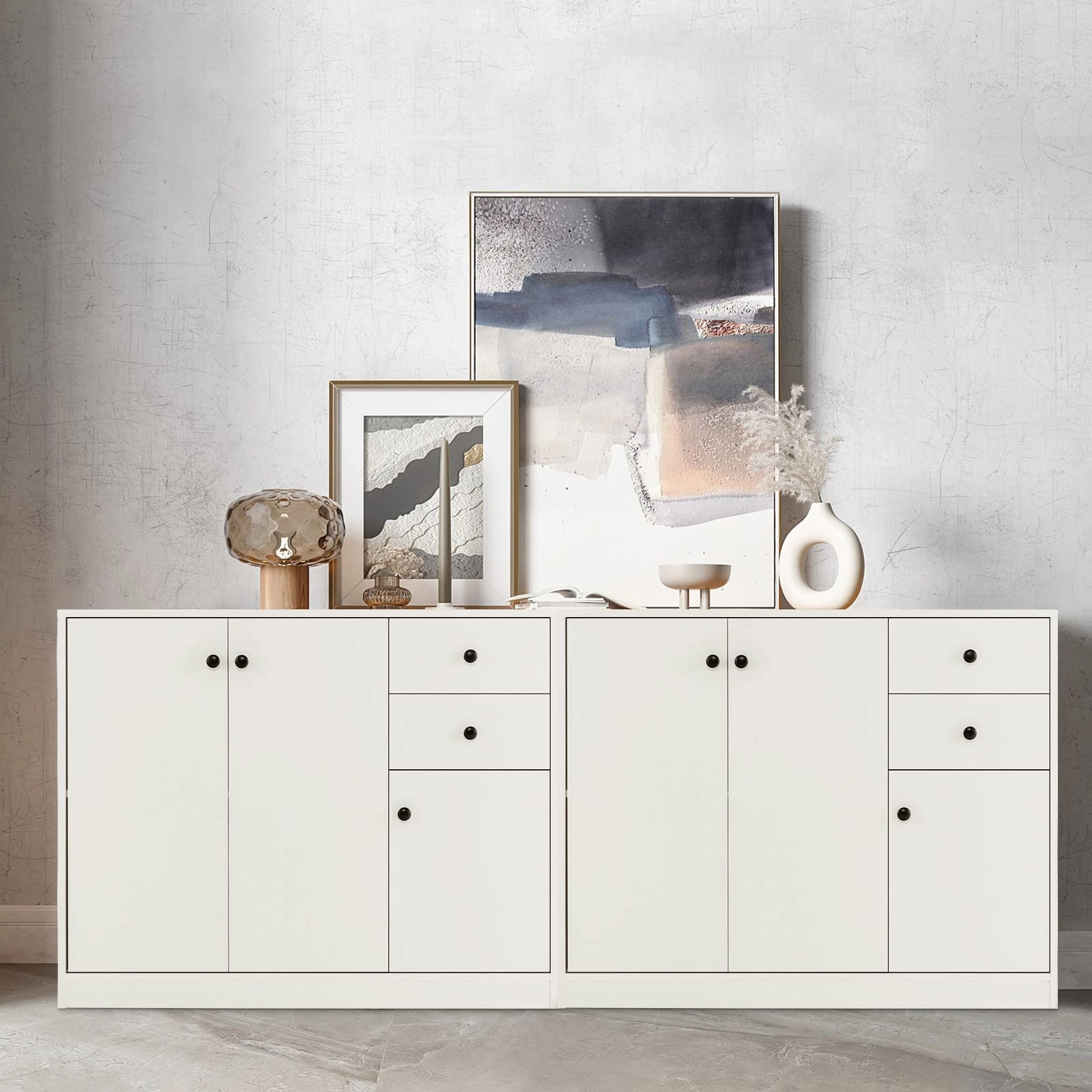 Giantex Buffet Cabinet with Storage - Kitchen Sideboard with 2 Drawers, 3-Door Large & Small Cabinet