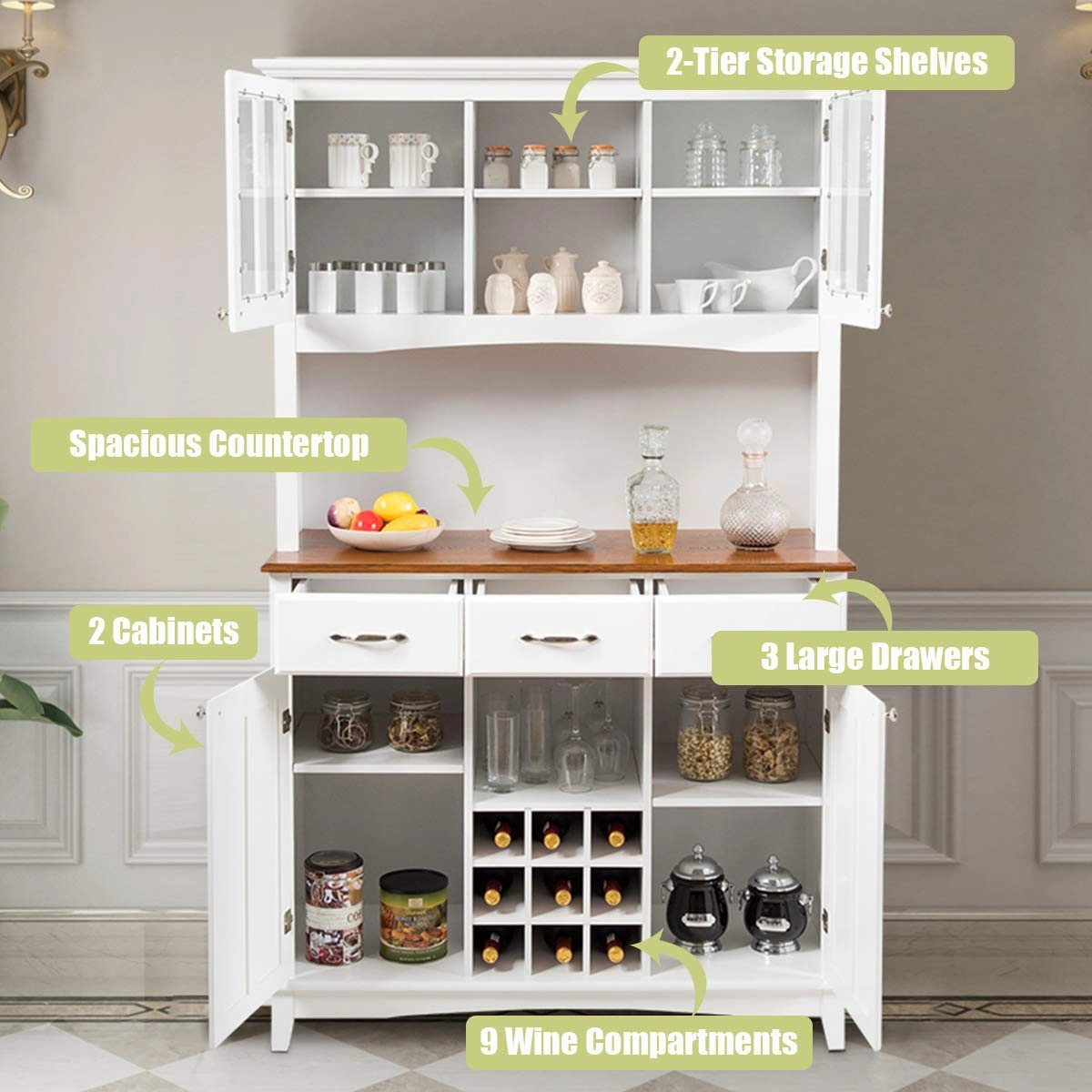 Giantex Buffet Hutch Cabinet, Kitchen Hutch Sideboard