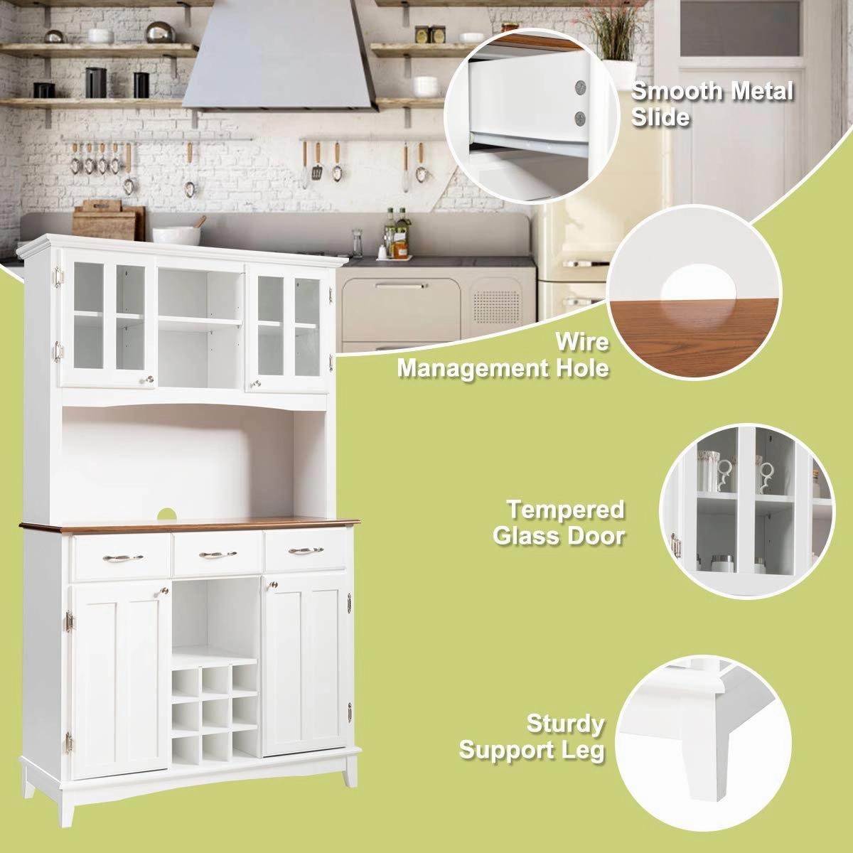 Giantex Buffet Hutch Cabinet, Kitchen Hutch Sideboard
