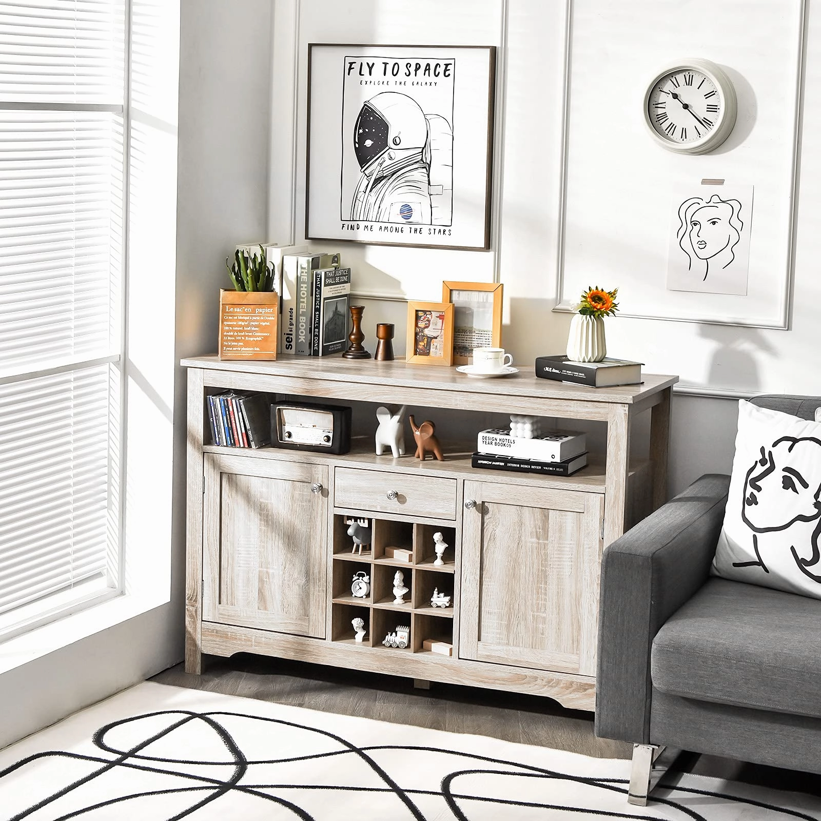 Giantex Buffet Server Sideboard, Console Table, Wood Dining Table